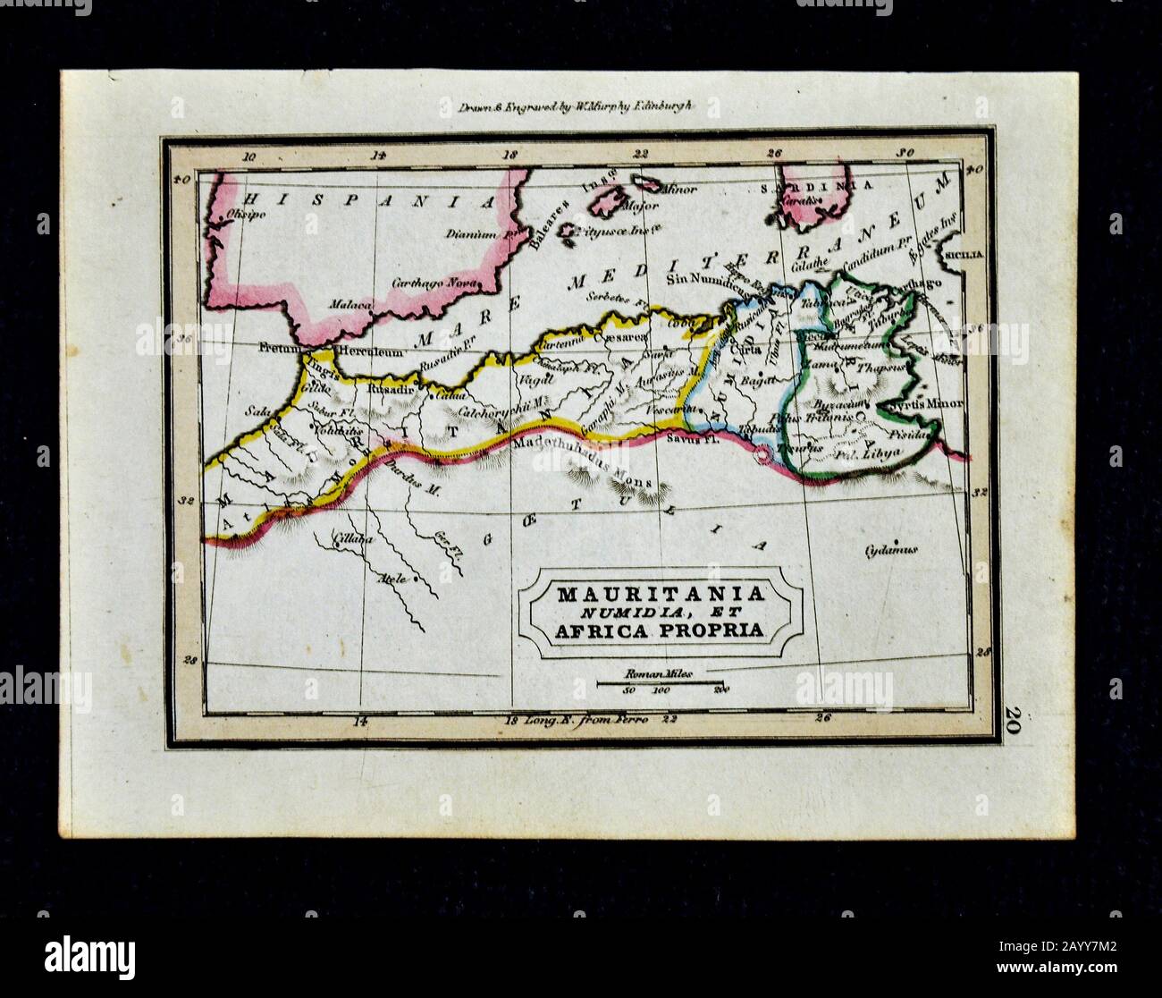 1832 carte Murphy Afrique du Nord ancienne Mauritanie Numidia et Afrique propria Maroc Alger Tunis Banque D'Images