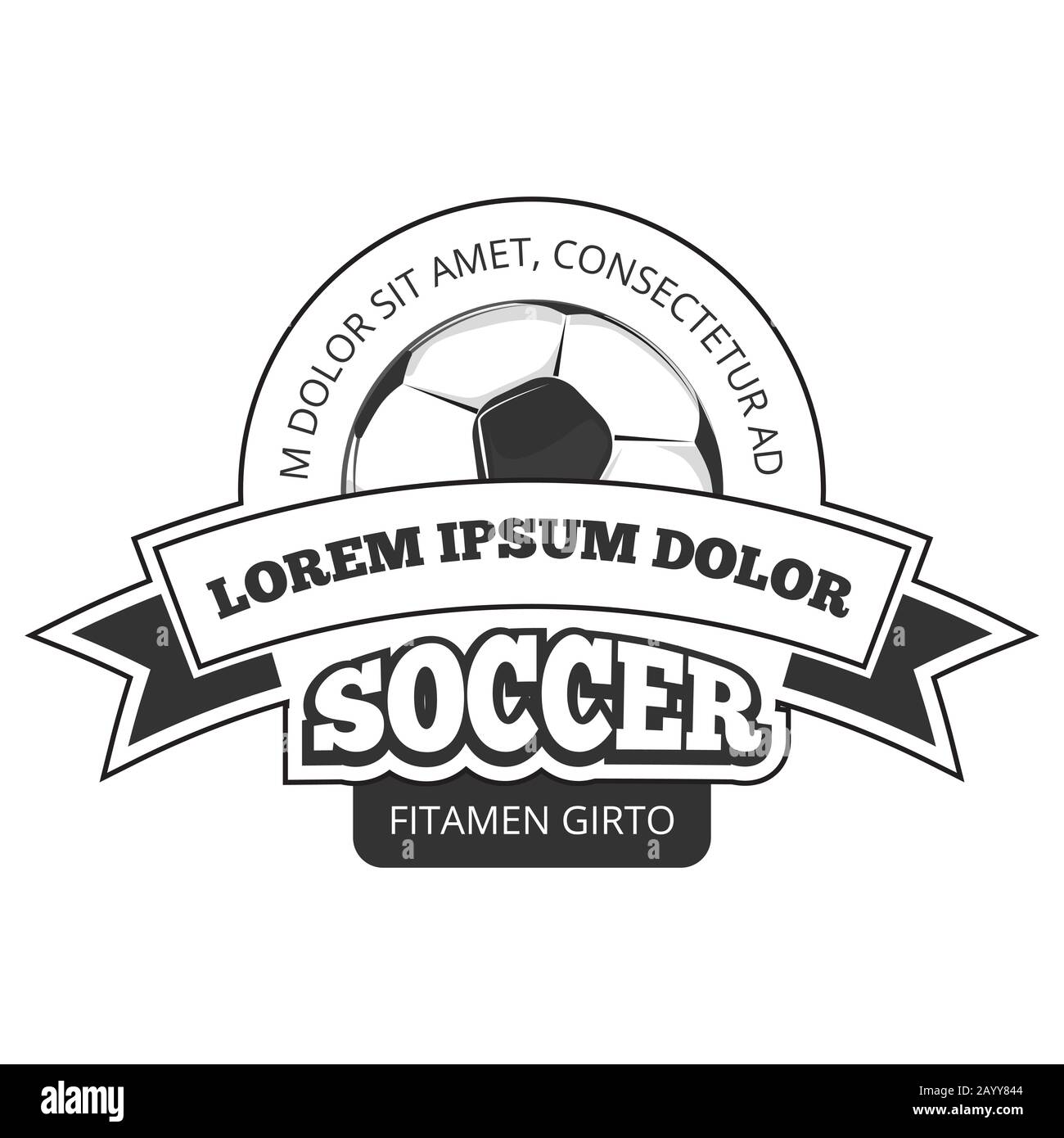 Logo Vector soccer, modèle de badge isolé en noir blanc. Illustration du championnat de football Illustration de Vecteur