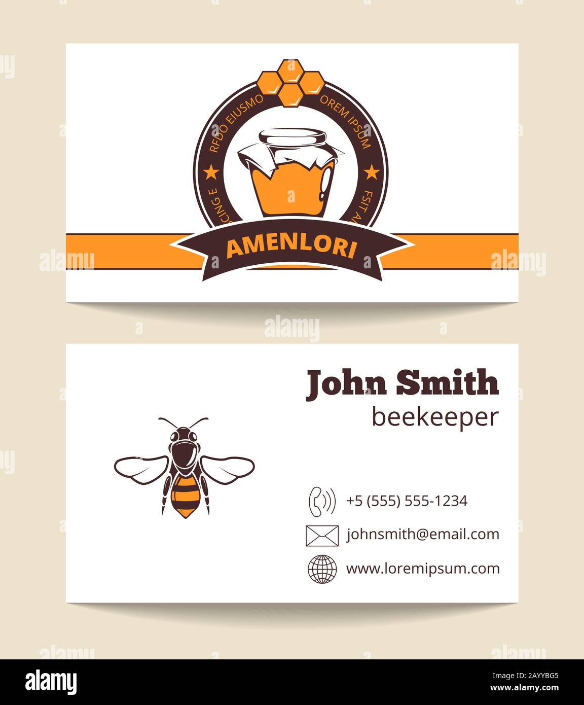 Modèle de carte de visite vectorielle Beekeeper. Affiche l'illustration de l'apiculture et de l'agriculture Illustration de Vecteur
