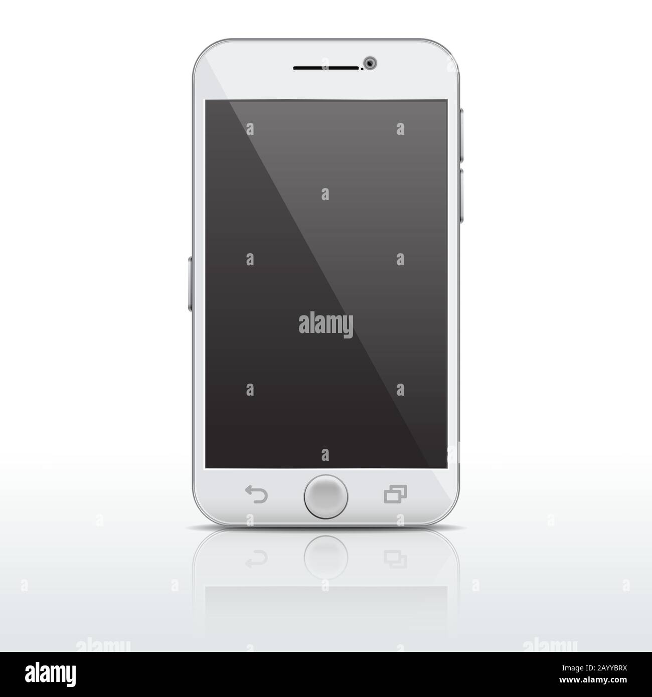 Téléphone mobile réaliste, modèle vectoriel de smartphone, maquette avec écran vide. Téléphone gadget avec écran tactile, téléphone plat avec illustration de l'appareil photo Illustration de Vecteur