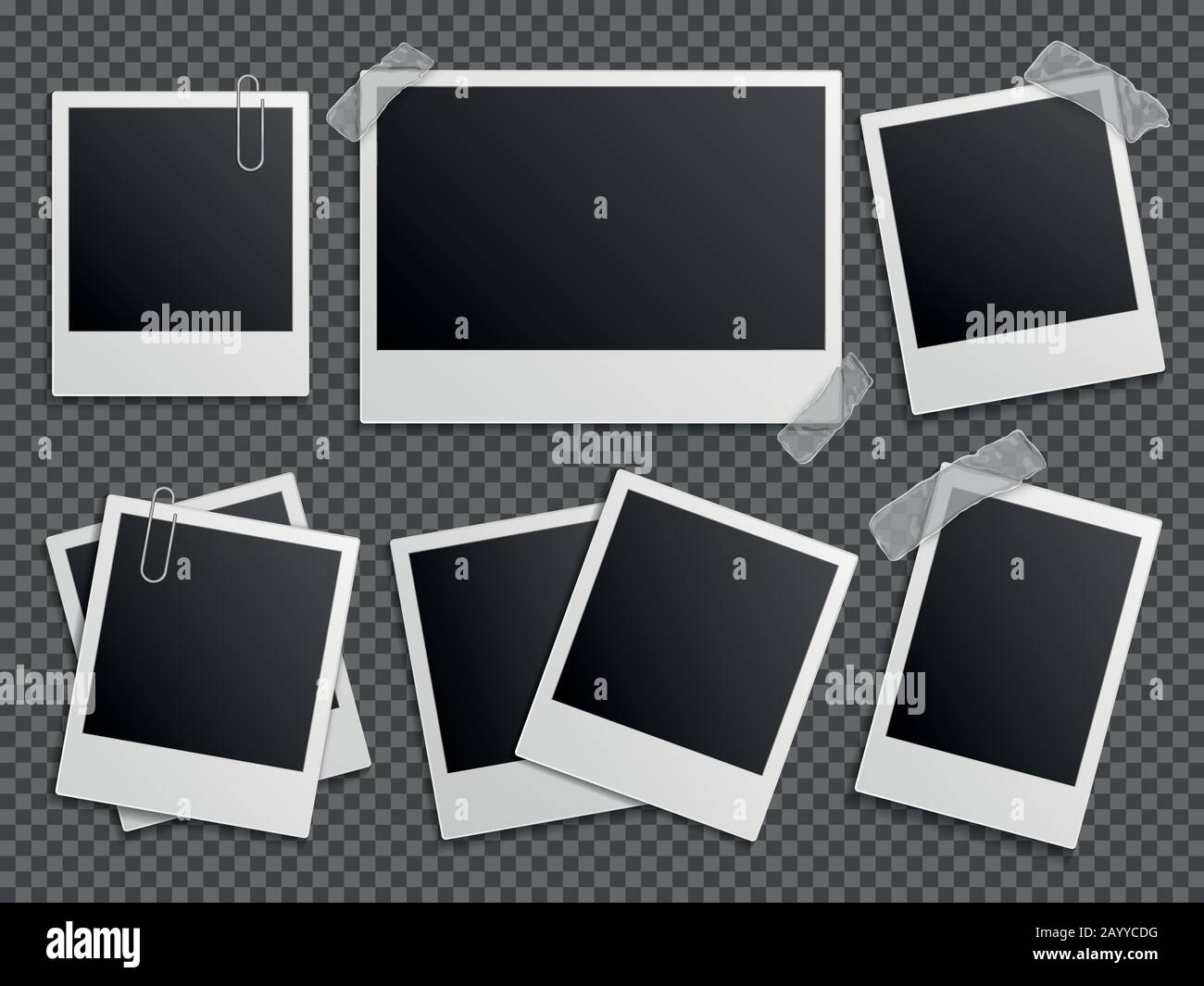 Jeu de vecteurs photo rétro. Cadres Polaroid pour album de famille. Jeux de cartes photo vintage vides, illustration vectorielle Illustration de Vecteur