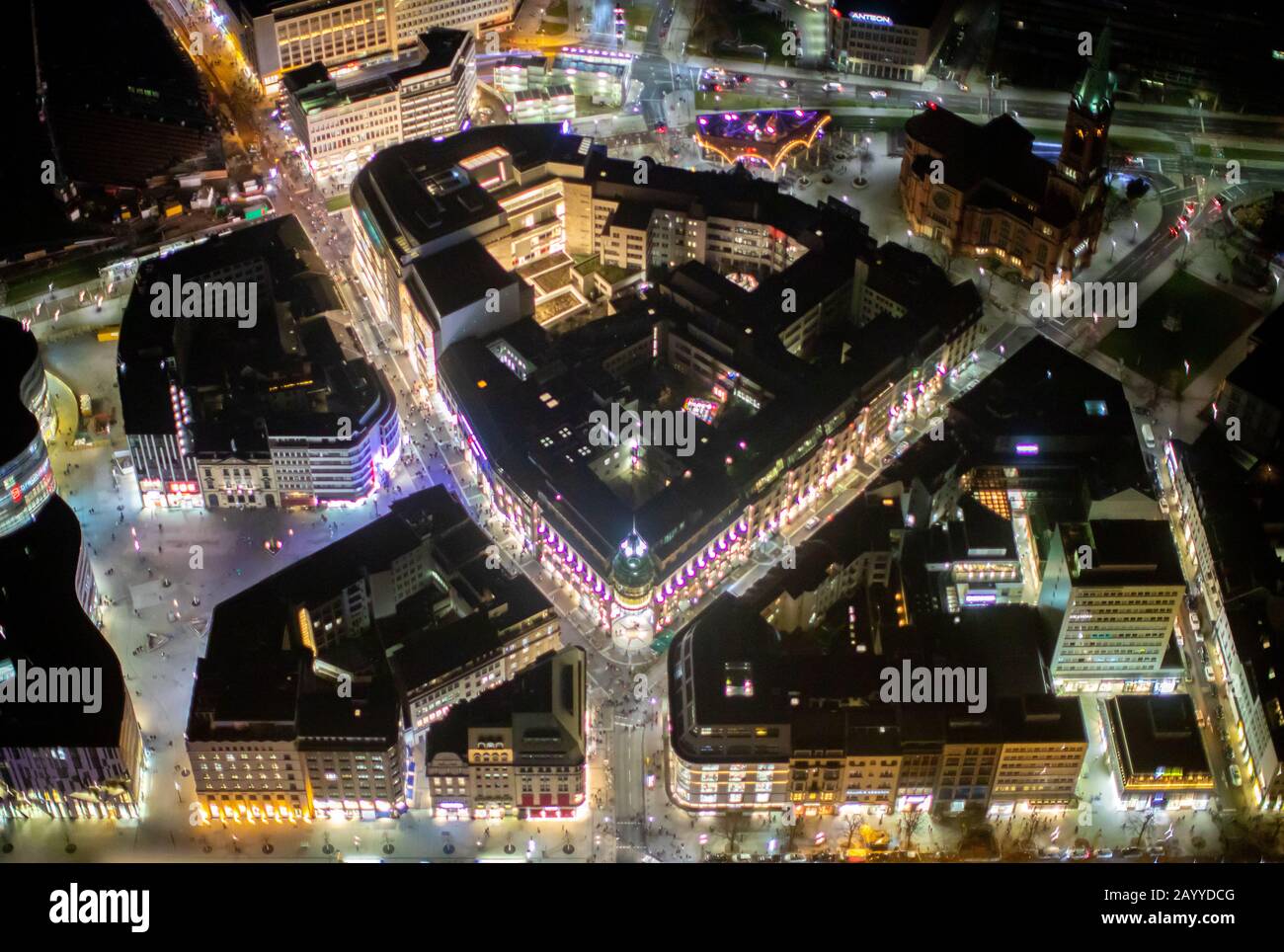 Photo aérienne, centre commercial, Schadow Arcades, KIN, Königsallee, Düsseldorf, Rhénanie-du-Nord-Westphalie, Allemagne, DEU, Europe, vue sur les oiseaux, Banque D'Images