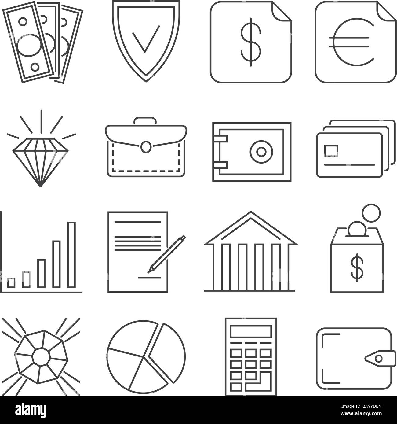 Les paiements de financement de l'argent sont des icônes de ligne mince vectorielles. Illustration de l'argent de paiement et de l'argent de change bancaire Illustration de Vecteur