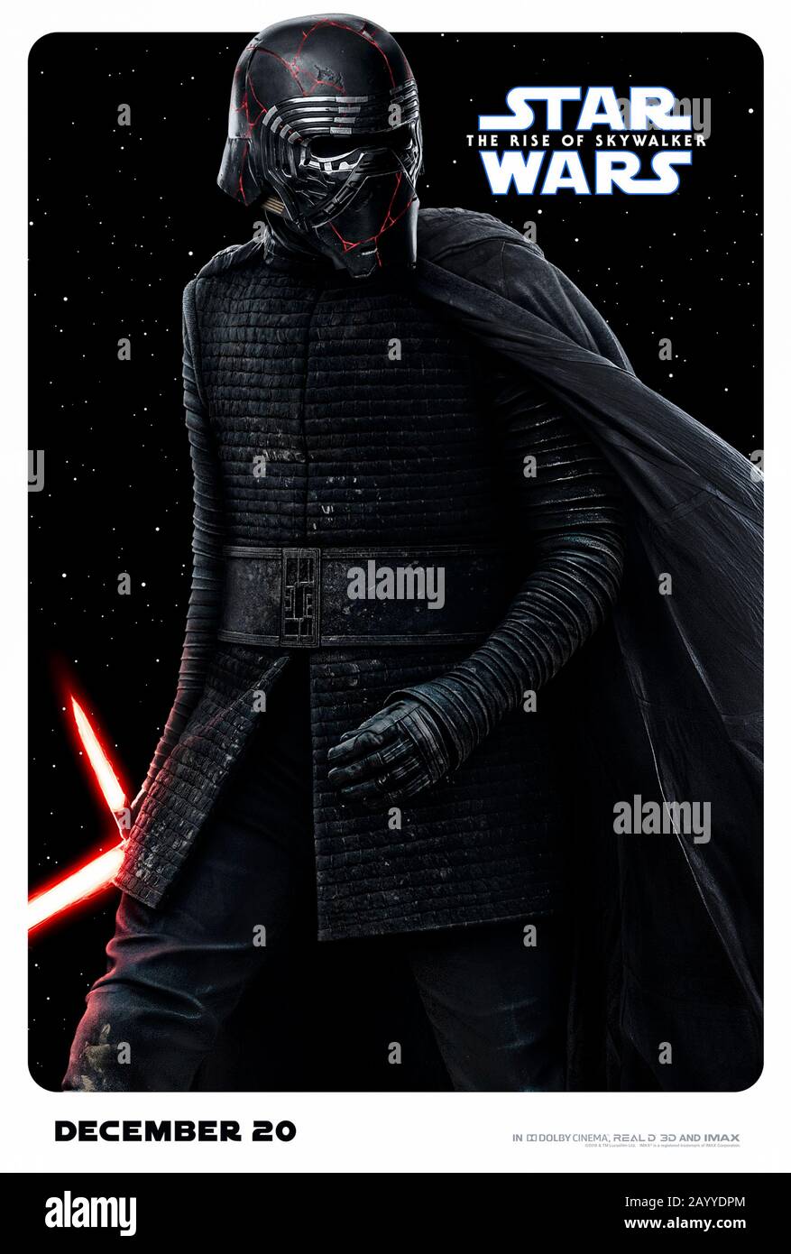 Star Wars: La Montée de Skywalker (2019) dirigée par J.J. Abrams et Adam Driver comme Kylo Rey dans le dernier chapitre de la trilogie de Skywalker. Banque D'Images