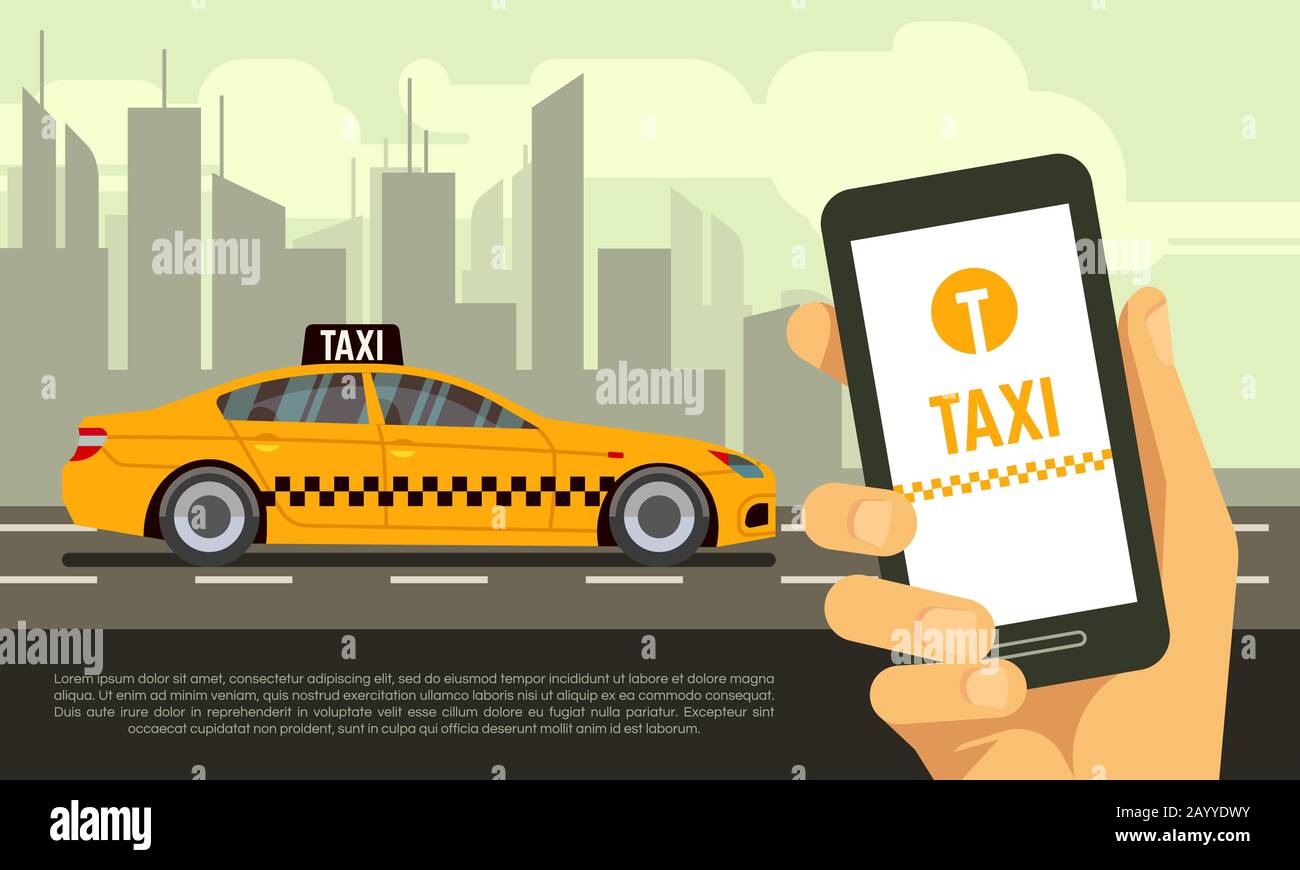 Illustration vectorielle du concept de service d'application mobile taxi Illustration de Vecteur