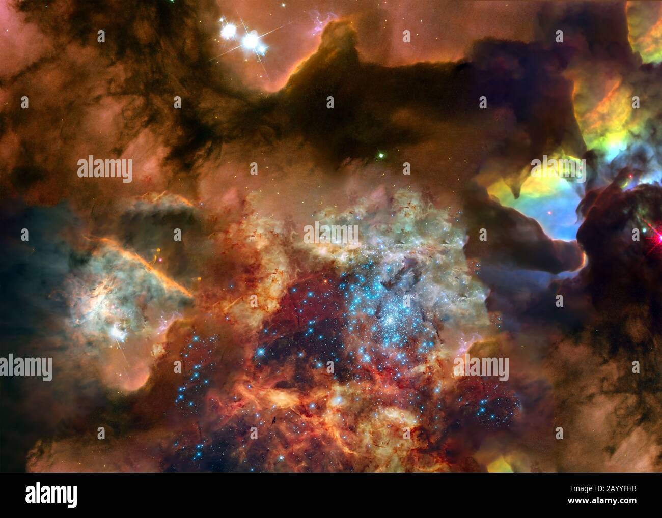 Étoile formant région quelque part dans l espace profond dans des couleurs vives Fond d écran