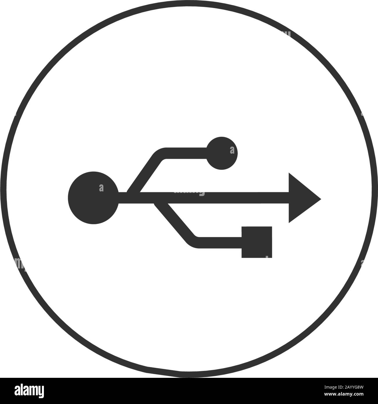 Symbole usb simple dans le cercle. Illustration vectorielle de stock isolée sur fond blanc. Illustration de Vecteur