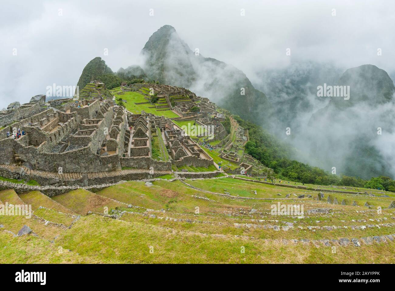 L'ancienne ville Inca de Machu Picchu au Pérou. Banque D'Images