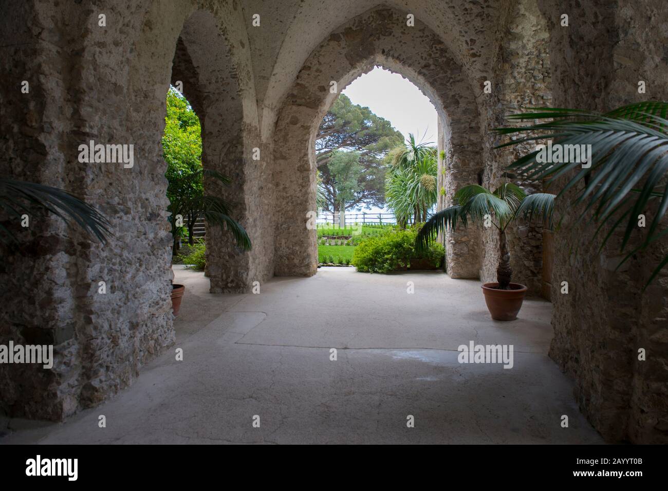 Sala d'attesa de Villa Rufolo à Ravello sur la côte amalfitaine, Italie. Banque D'Images