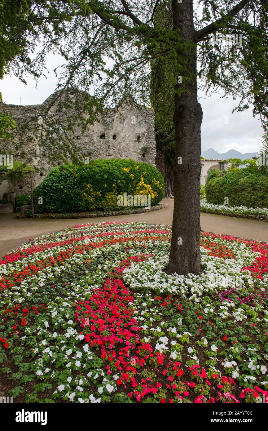 Le jardin de la Villa Rufolo à Ravello sur la côte amalfitaine, Italie. Banque D'Images
