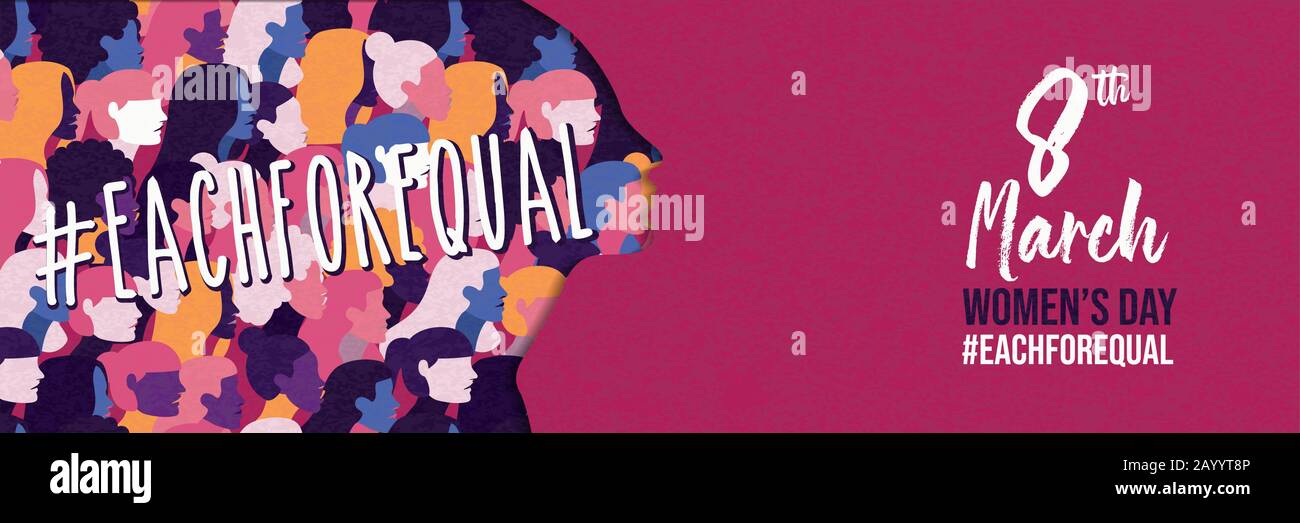 Journée internationale de la femme pour la bannière de campagne EQUAL du groupe des femmes de culture diverse. Illustration de l'événement de vacances de droits des femmes. Illustration de Vecteur Journée internationale de la femme pour la bannière de campagne EQUAL du groupe des femmes de culture diverse. Illustration de l'événement de vacances de droits des femmes. Illustration de Vecteur