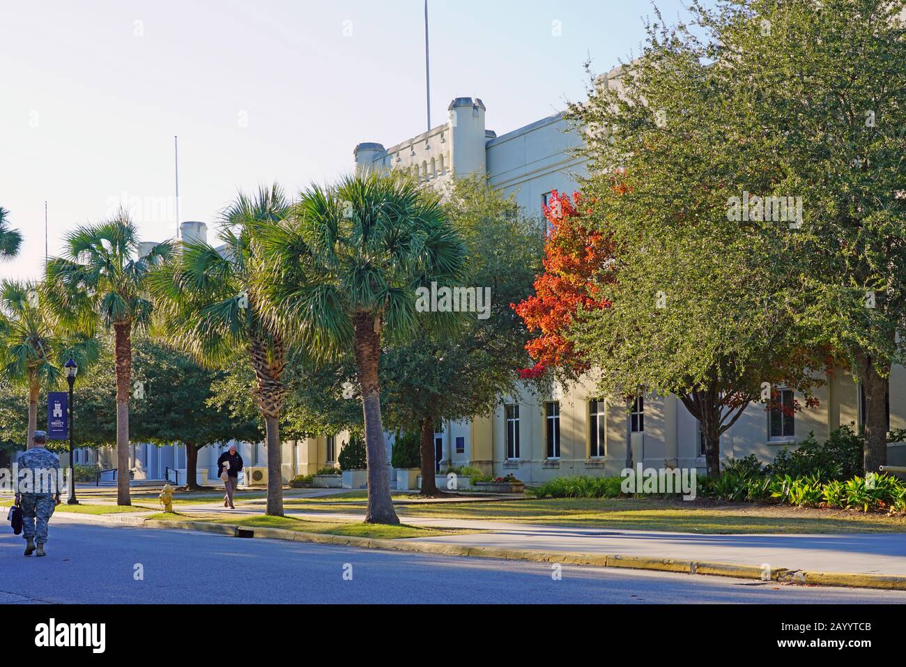 Charleston, SC -21 NOV 2019- vue sur le campus de la Citadelle, le Collège militaire de Caroline du Sud à Charleston, Caroline du Sud, États-Unis. Banque D'Images