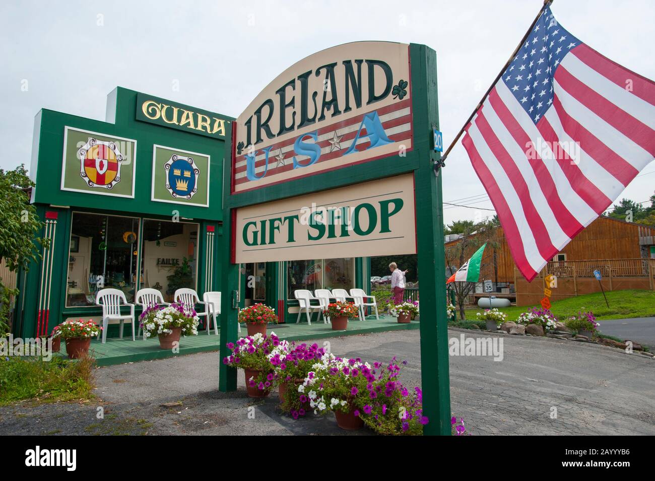 Une boutique de cadeaux dans la communauté irlandaise d'East Durham dans les Catskills près de Windham dans l'État de New York, aux États-Unis. Banque D'Images