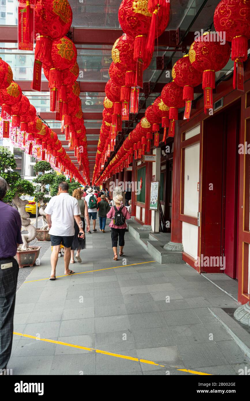 Singapour. Janvier 2020. Décorations pour le festival du nouvel an chinois dans les rues du centre-ville Banque D'Images