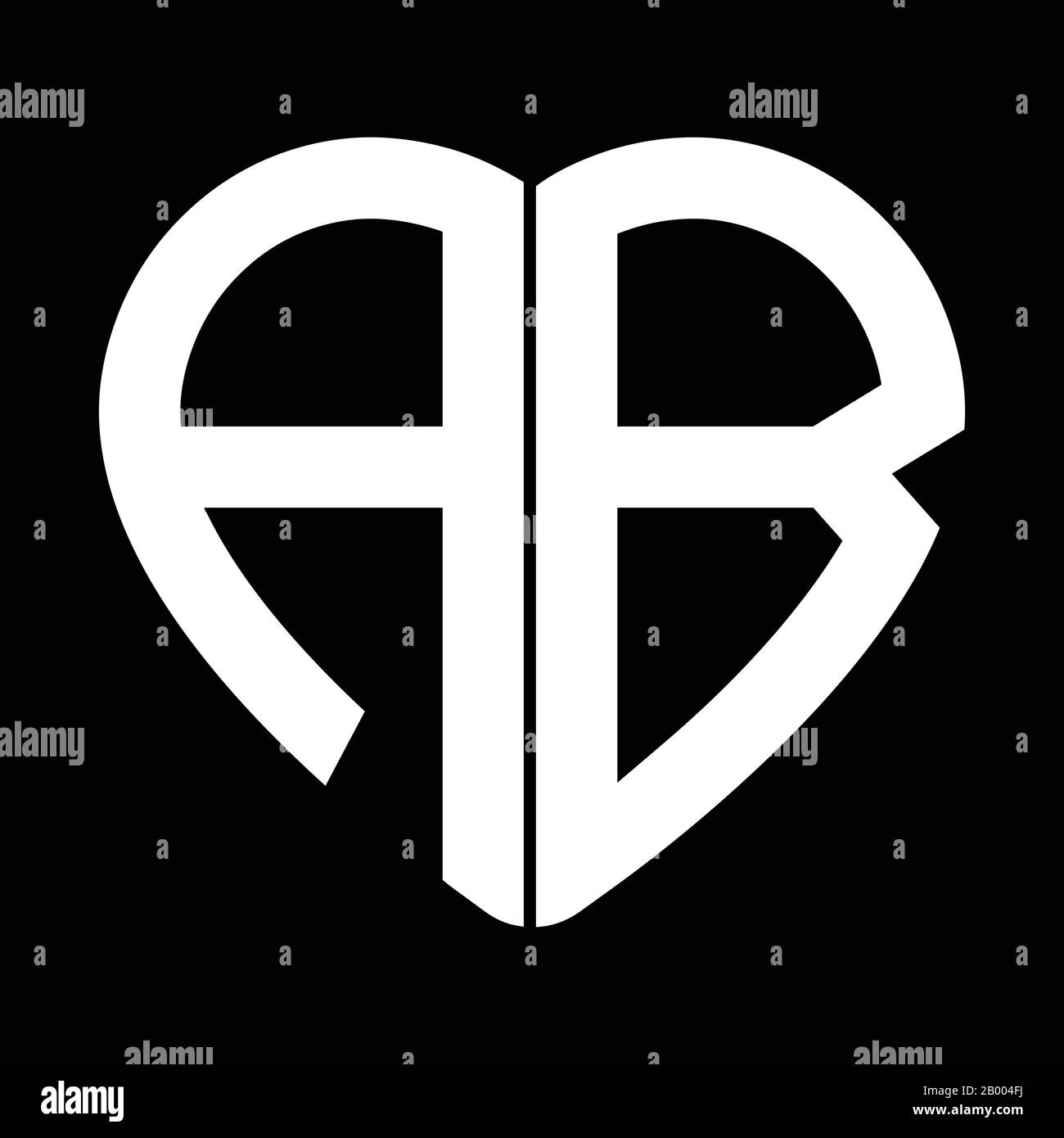 Logo monogramme en forme de coeur avec lettre A et lettre B Illustration de Vecteur
