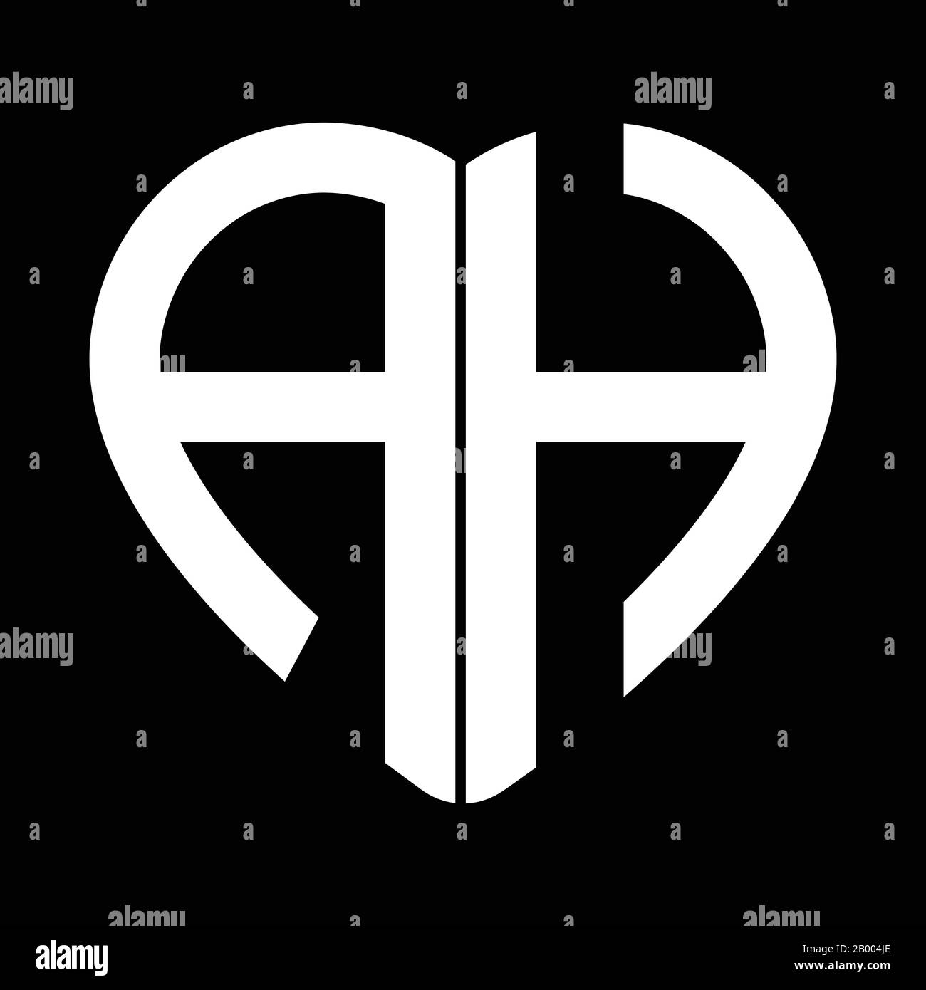 Logo monogramme en forme de coeur avec lettre A et lettre H Illustration de Vecteur