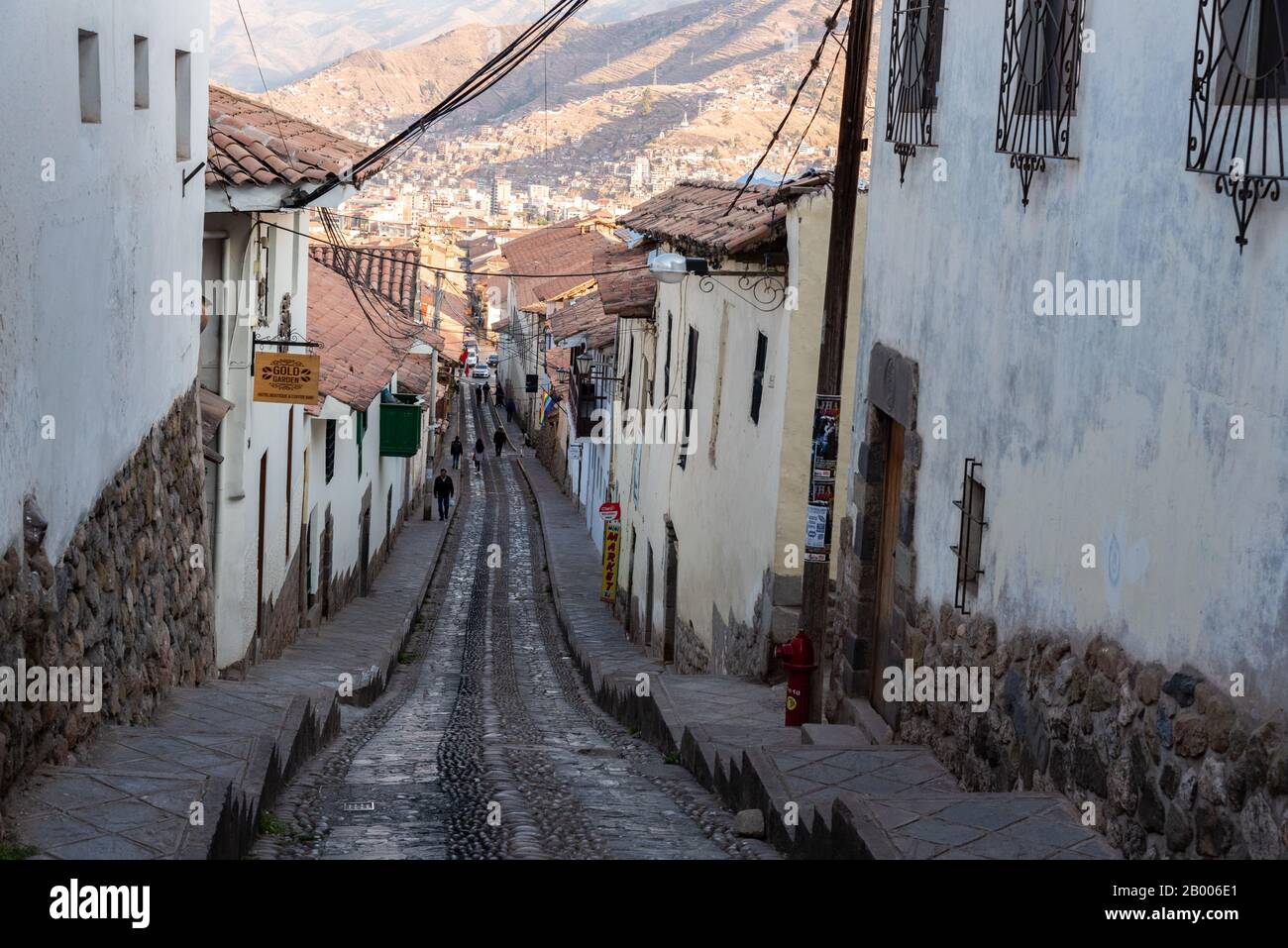 Rue vide de la ville de Cusco Pérou Amérique du Sud Banque D'Images