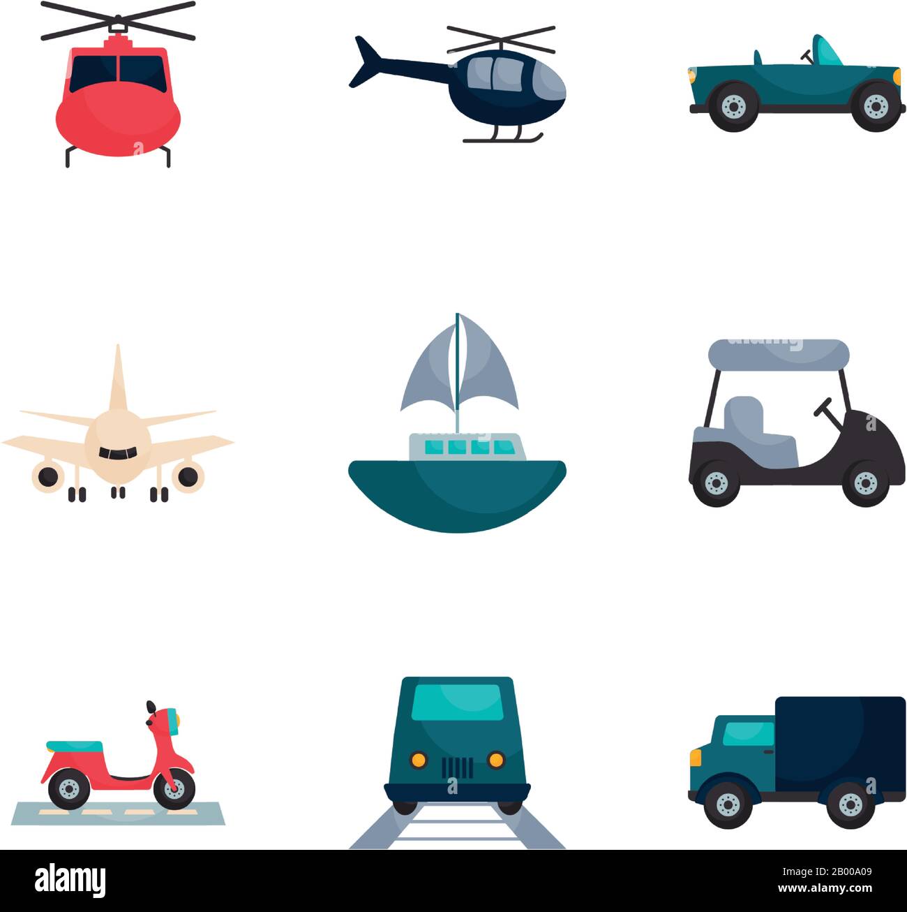 Véhicules style plat Icon set design, Voyage de transport vitesse de moteur urbain rapide et de conduite thème illustration vectorielle Illustration de Vecteur