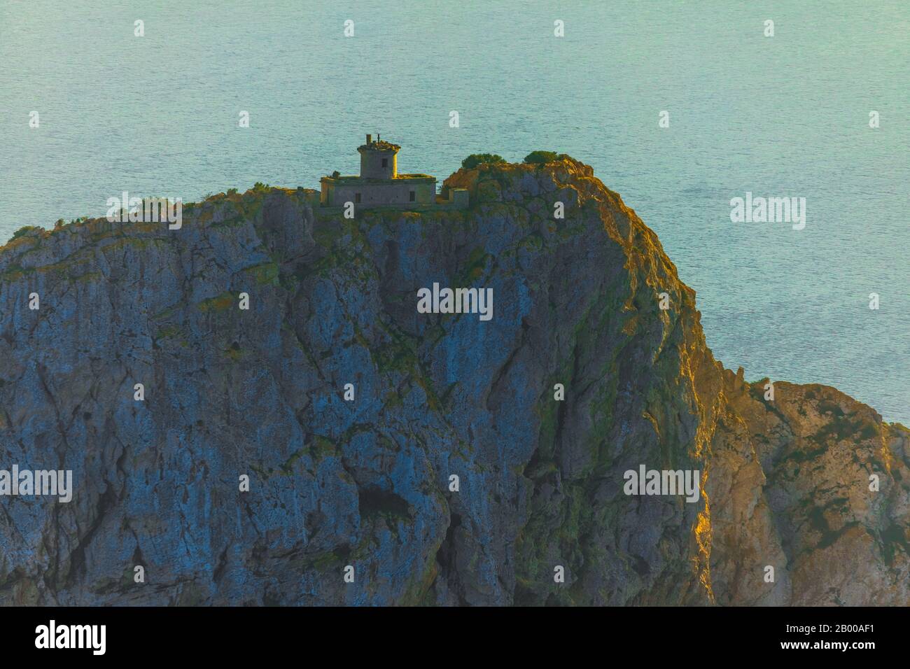 Photo aérienne, sa Dragonera, île du Dragon, ancien phare Loin de Na Pòpia, Andratx, Majorque, Espagne, Europe, Iles Baléares, ES, Espana, Rocky is Banque D'Images