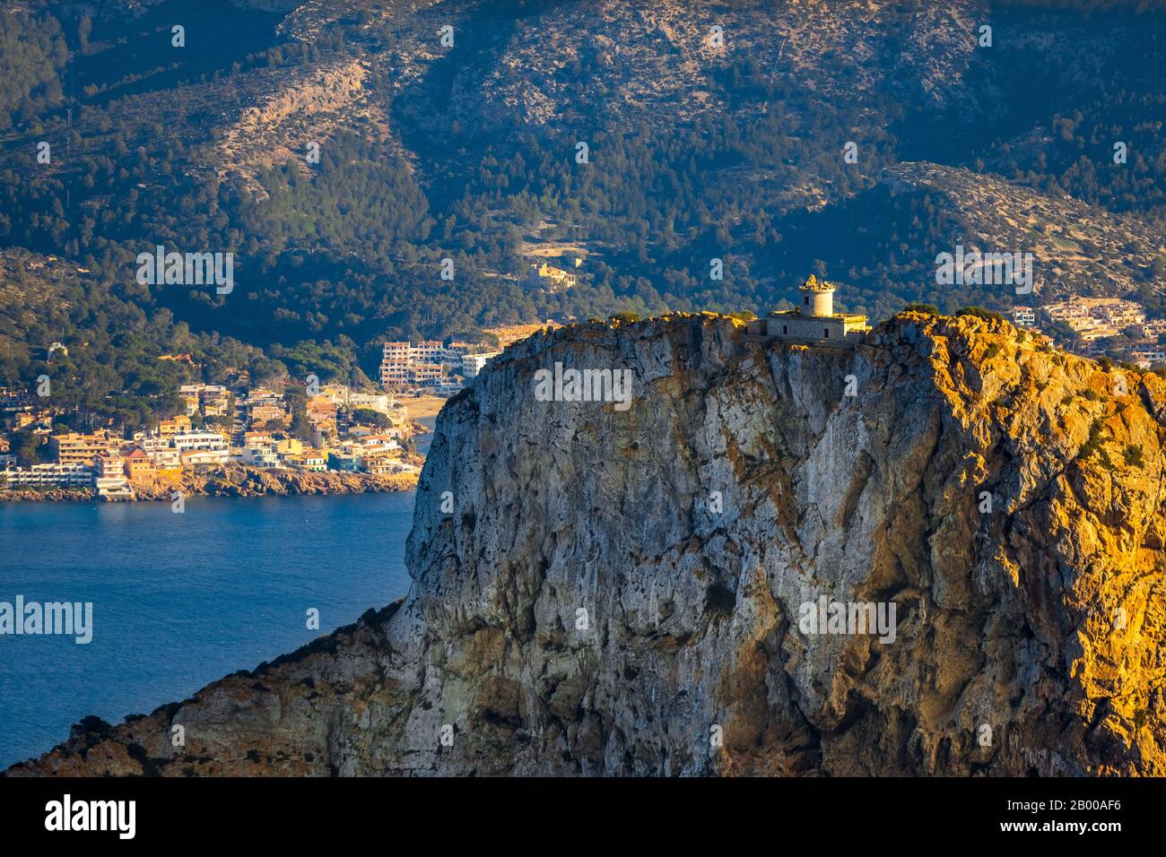 Photo aérienne, sa Dragonera, île du Dragon, ancien phare Loin de Na Pòpia, Andratx, Majorque, Espagne, Europe, Iles Baléares, ES, Espana, Rocky is Banque D'Images
