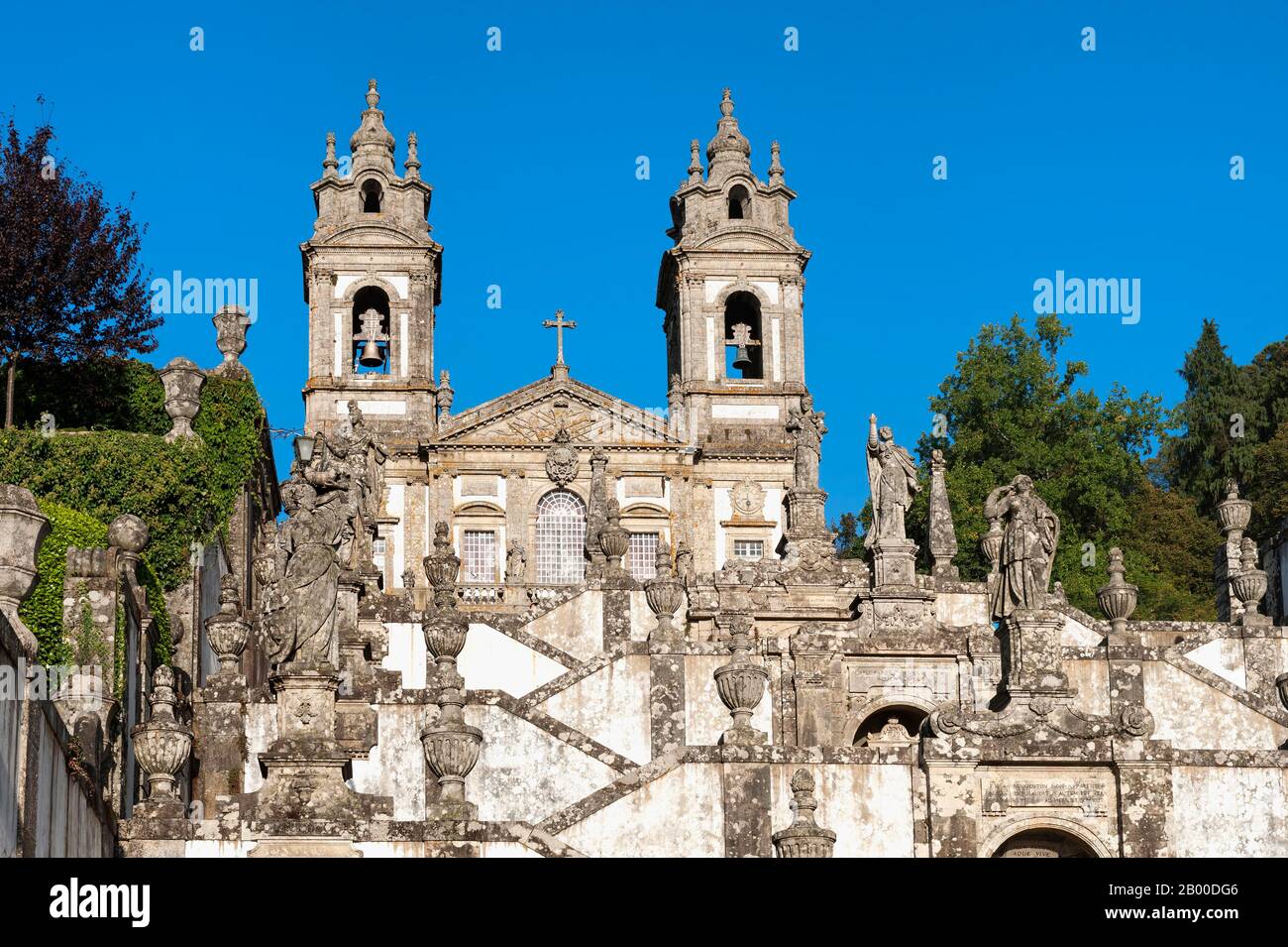 Santuario do Bom Jesus do Monte, Bon Jésus du sanctuaire du Mont, Eglise et escalier des Cinq Sens, Tenoes, Braga, Minho, Portugal Banque D'Images