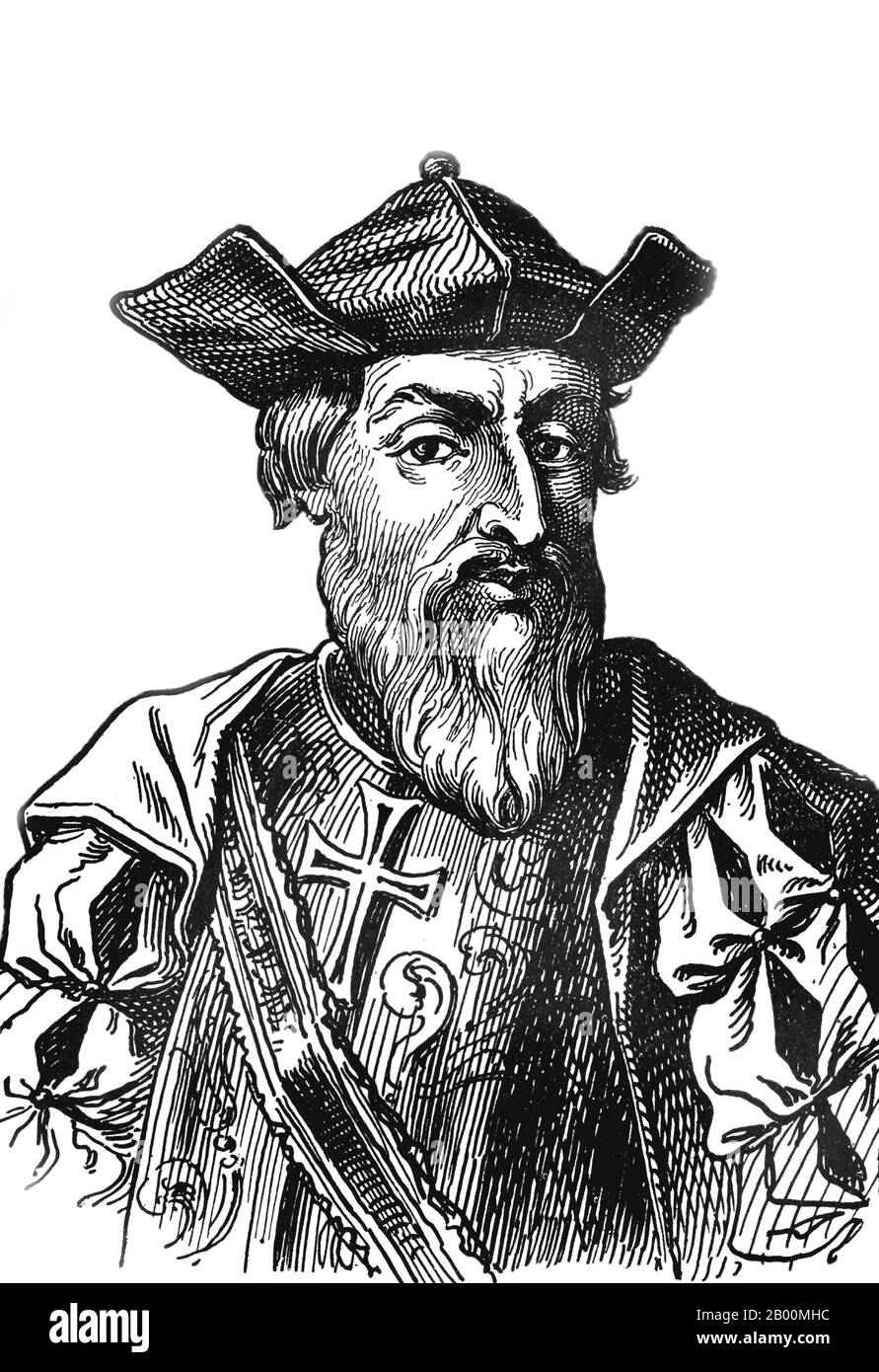 Vasco da Gama (1460 ou 1469 – 1524) Explorateur et impérialiste, c. 1913. Vasco da Gama, 1er comte de Vidigueira (1460 ou 1469 – 1524) était un explorateur portugais, l'un des plus réussis dans l'âge européen de la découverte et le commandant des premiers navires à naviguer directement de l'Europe à l'Inde. Pendant une courte période en 1524, il a été gouverneur de l'Inde portugaise sous le titre de Viceroy. Banque D'Images