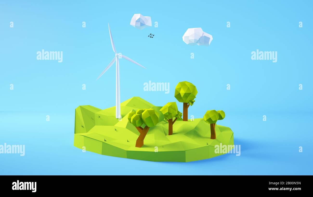 production d'énergie durable rendu tridimensionnel Banque D'Images