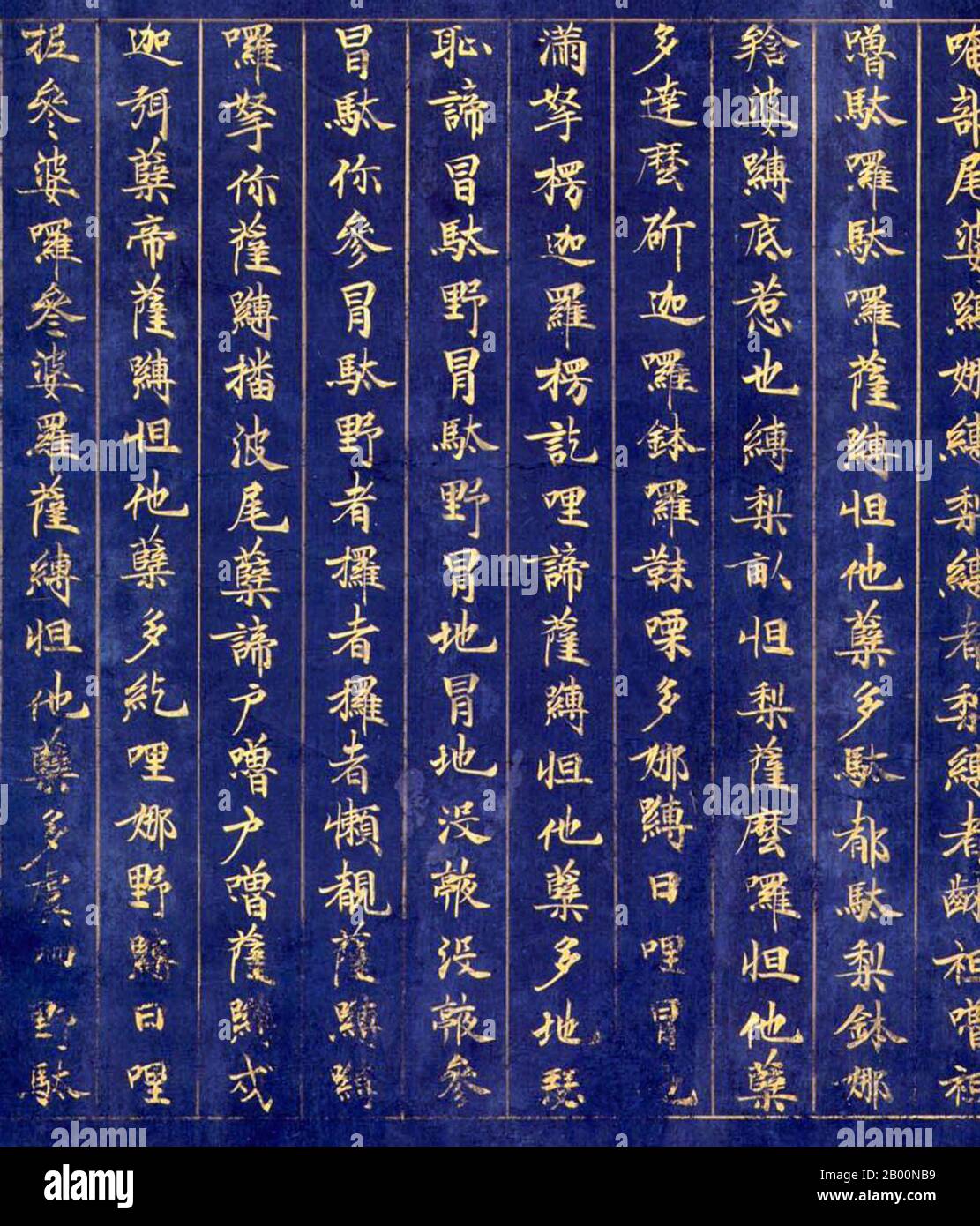 Japon: Script chinois (Kanji). Maha Prajna Paramita Sutra, Kamakura, Xe-XIe siècle ce. Les Kanji sont les caractères chinois traditionnels logographiques utilisés dans le système d'écriture japonais moderne avec l'hiragana, le katakana, les chiffres indo-arabes et l'utilisation occasionnelle de l'alphabet latin. Le terme japonais « kanji » signifie littéralement « caractères Han » ou « caractères chinois » et est le même terme écrit utilisé en chinois pour désigner le système d'écriture de caractères. Le Mahaprajnaparamita Sutra était une collection encyclopédique de textes de Prajnaparamita, généralement attribuée à Nagarjuna. Banque D'Images