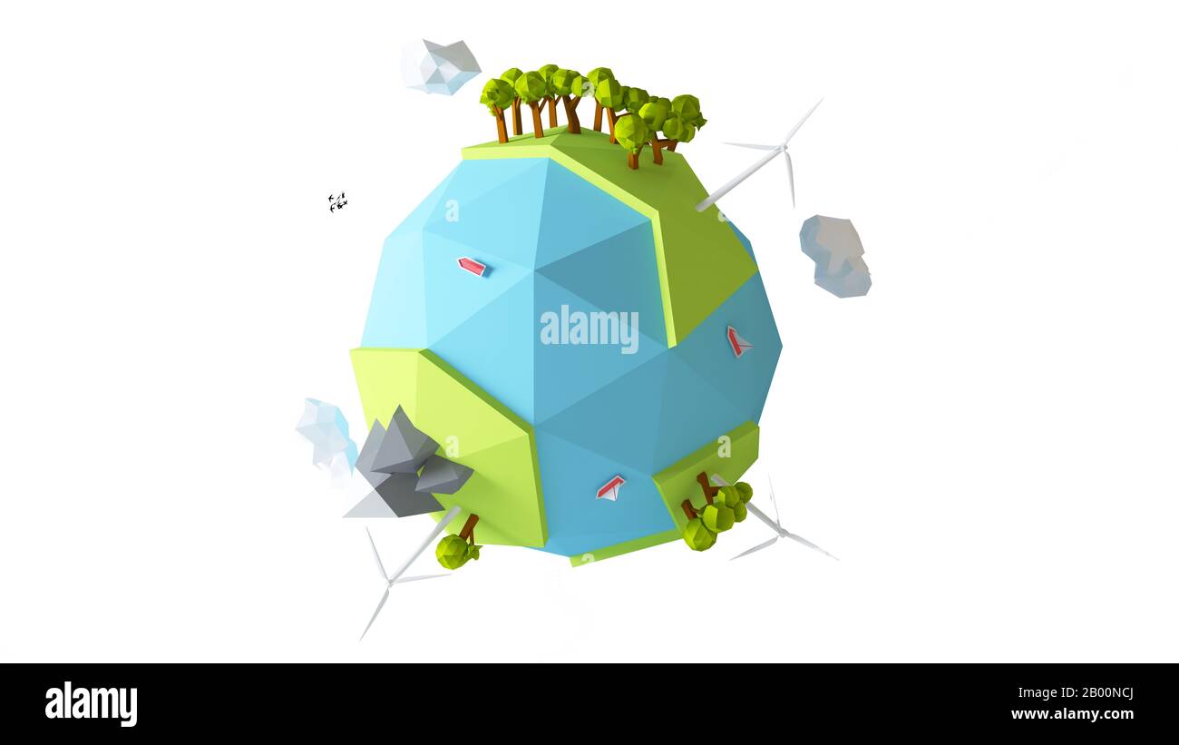 concept d'éco-planète isolé, rendu tridimensionnel Banque D'Images