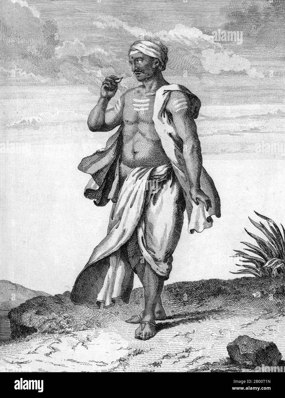 Inde/France: 'Un suiveur indien de Siva'. Gravure de Pierre Sonnerat (1748-1814), 1782. Pierre Sonnerat (1748-1814) est un naturaliste et explorateur français qui a fait plusieurs voyages en Asie du Sud-est entre 1769 et 1781. Il a publié ce compte-rendu en deux volumes de son voyage en 1782. Le volume 1 traite exclusivement de l'Inde, dont la culture Sonnerat admirait beaucoup, et est particulièrement remarquable pour sa discussion élargie de la religion en Inde, l'hindouisme en particulier. Le volume 2 couvre les voyages de Sonnerat en Chine, en Birmanie, à Madagascar, aux Maldives, à Maurice, à Ceylan, en Indonésie et aux Philippines. Banque D'Images