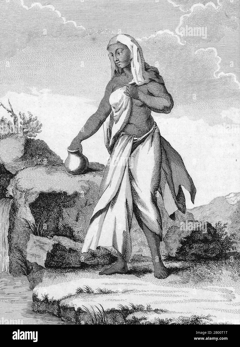 Inde/France: 'Une veuve indienne'. Gravure de Pierre Sonnerat (1748-1814), 1782. Pierre Sonnerat (1748-1814) est un naturaliste et explorateur français qui a fait plusieurs voyages en Asie du Sud-est entre 1769 et 1781. Il a publié ce compte-rendu en deux volumes de son voyage en 1782. Le volume 1 traite exclusivement de l'Inde, dont la culture Sonnerat admirait beaucoup, et est particulièrement remarquable pour sa discussion élargie de la religion en Inde, l'hindouisme en particulier. Le volume 2 couvre les voyages de Sonnerat en Chine, en Birmanie, à Madagascar, aux Maldives, à Maurice, à Ceylan, en Indonésie et aux Philippines. Banque D'Images