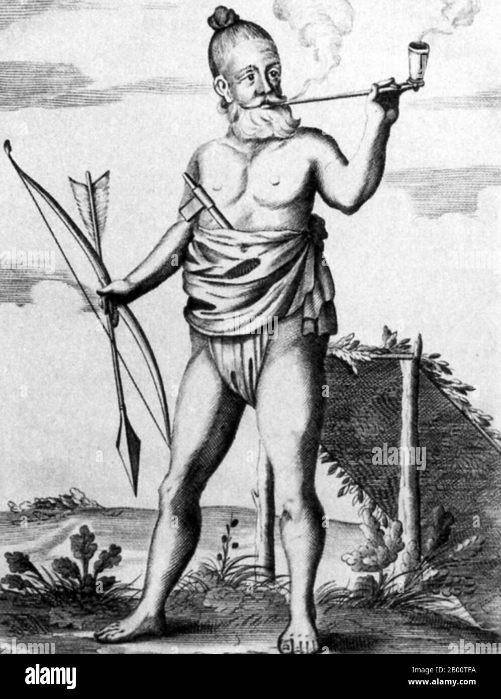 Sri Lanka: 'Un Veddha ou un homme sauvage'. Illustration de Robert KNOX (1641-1720), 1681. « une relation historique de l'île Ceylan... depuis ma sortie de captivité » est un livre écrit par le commerçant et marin anglais Robert KNOX en 1681. Il décrit ses expériences quelques années plus tôt sur l'île sud-asiatique maintenant mieux connue sous le nom de Sri Lanka et fournit l'un des plus importants comptes contemporains de la vie de Ceylonese du XVIIe siècle. KNOX a passé 19 ans sur Ceylan comme prisonnier du roi Rajasimha II Banque D'Images