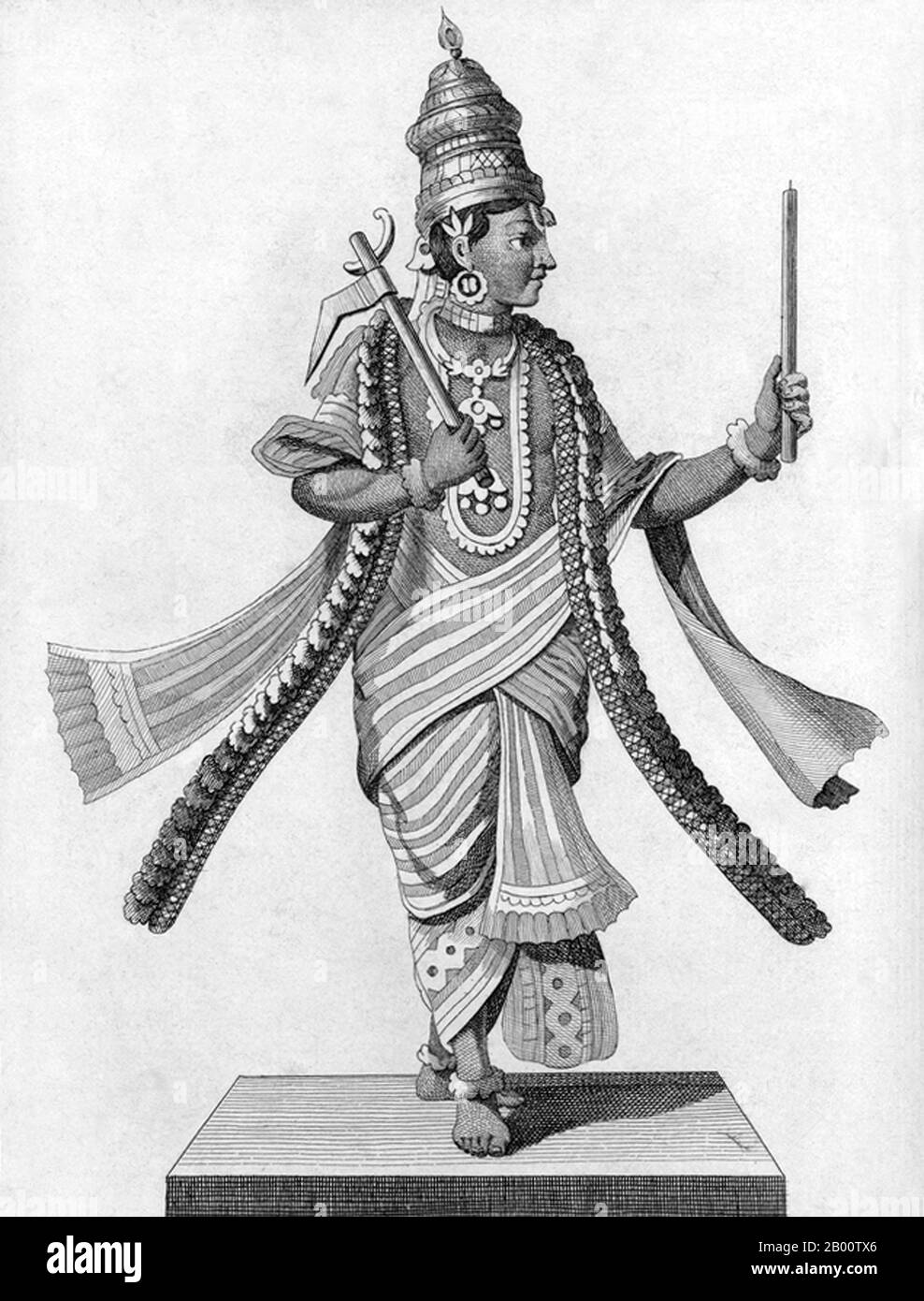 Inde: 'Septième Avatar (incarnation) de Vishnu comme Balarama, frère de Krishna'. Illustration de Pierre Sonnerat (1748-1814), 1782. Pierre Sonnerat (1748-1814) est un naturaliste et explorateur français qui a effectué plusieurs voyages en Asie du Sud-est entre 1769 et 1781. Il a publié ce compte-rendu en deux volumes de son voyage de 1774-81 en 1782. Le volume 1 traite exclusivement de l'Inde, dont la culture Sonnerat admirait beaucoup, et est particulièrement remarquable pour sa discussion élargie de la religion en Inde, l'hindouisme en particulier. Le livre est illustré avec des gravures basées sur les dessins de Sonnerat. Banque D'Images