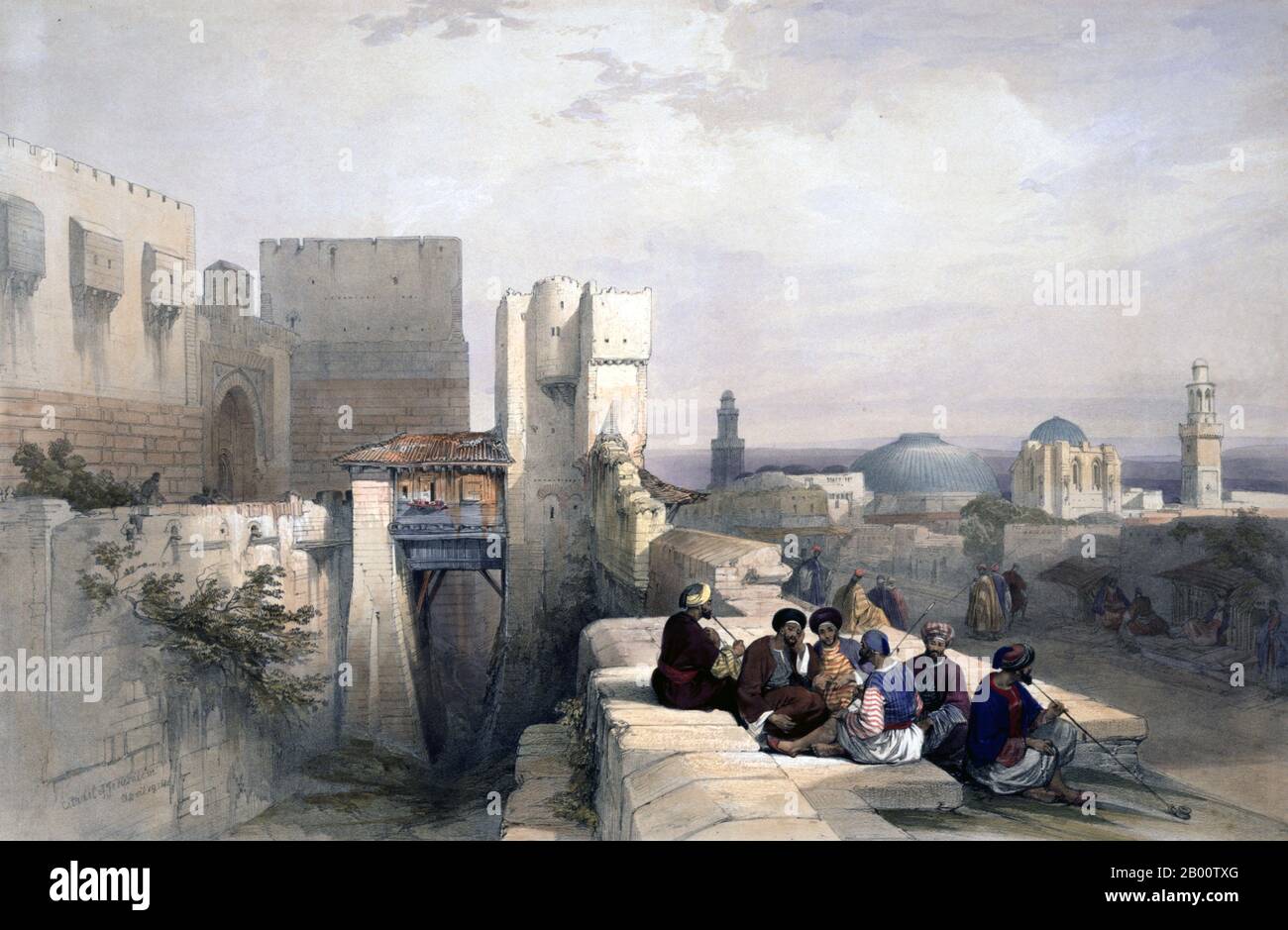 Palestine/Israël: 'La Citadelle de Jérusalem'. Lithographie de couleur par  David Roberts (1796-1864), c.1840.