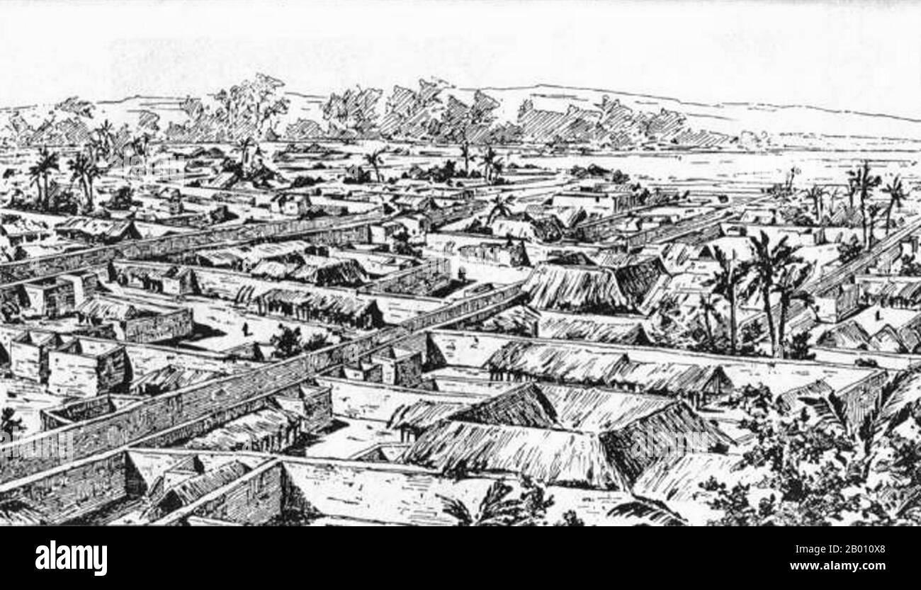 Nigeria : dessin de la ville du Bénin, capitale du Royaume du Bénin, réalisé par un officier britannique en 1897. L'Empire du Bénin (1440–1897) était un État africain précolonial dans ce qui est maintenant le Nigeria moderne. Il ne faut pas la confondre avec le pays moderne appelé Bénin (anciennement appelé Dahomey). Banque D'Images