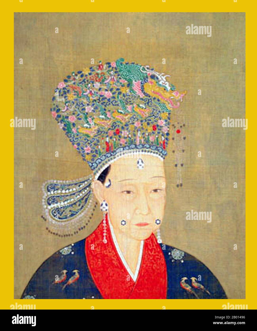 Chine : impératrice Xie (1135 - 13 juin 1207), consort de l'empereur Xiaozong, 11e souverain de la dynastie Song et 2e souverain de la dynastie Song du Sud (r.1162-1189). Peinture de défilement suspendue, 1162-1207. L'impératrice Xie, nom personnel de Sufang et aussi connue sous le nom de Chengsu, a été consort à l'empereur Xiaozong. Servant initialement de concubine de l'empereur Xiaozong, elle fut nommée pour impératrice après la mort de l'impératrice Xia, la deuxième impératrice de l'empereur Xiaozong. Elle n'avait pas d'enfants survivants avec l'empereur, et elle a pris sa retraite avec lui lorsqu'il a abdiqué en 1189. Banque D'Images