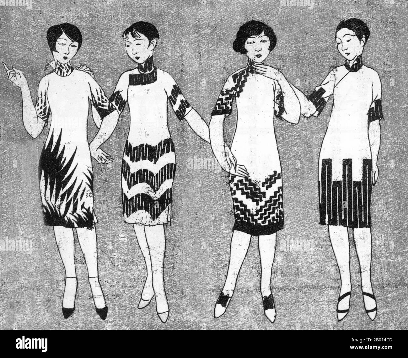 Chine: Chine: Une image de 'Shanghai Manhua' intitulée 'Fummer Fashions'. Par Ye Qianyu, 26 mai 1928. L'image 'Shanghai Manhua' (Shanghai Sketch), publiée entre le 21 avril 1928 et le 7 juin 1930, était un mélange de dessins, de photographies et d'images allant de la publicité à la critique sociale et de caricatures politiques. Shanghai Manhua était un débouché pour les dessinateurs professionnels et les maîtres de croquis, généralement d'une nature avant-gardiste ou progressive. Banque D'Images