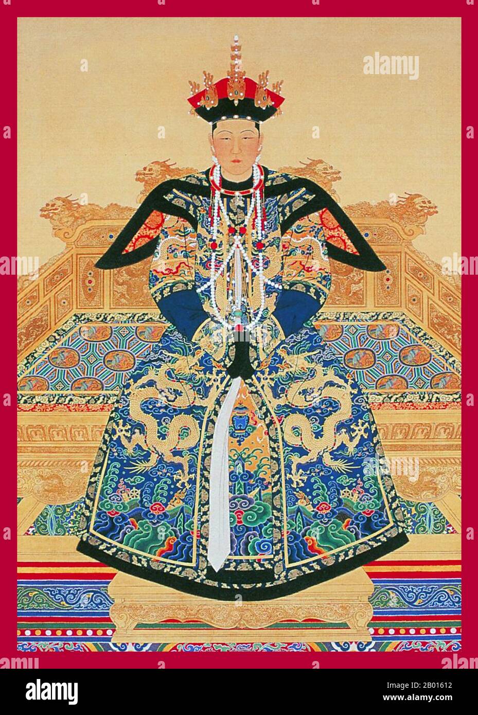 Chine : impératrice Xiao Cheng Ren (26 novembre 1653 – 16 juin 1674), première consort de l'empereur Kangxi. Décoration à suspendre, XVIIe siècle. L'impératrice Xiaochengren, également connue sous le nom de Ren Xiaao, a été la première consort de l'impératrice Kangxi de la dynastie Qing. Elle venait du clan Manchu Heseri, et était donc connue sous le nom d'impératrice Heseri. Elle épousa l'empereur en 1665, qui l'aimait beaucoup. En 1669, Heseri a donné naissance à un fils qui est décédé prématurément. En 1674, Heseri meurt à l'âge de 20 ans et donne naissance au prince Yin Reng, qui devient le prince héritier de l'empereur Kangxi. Banque D'Images