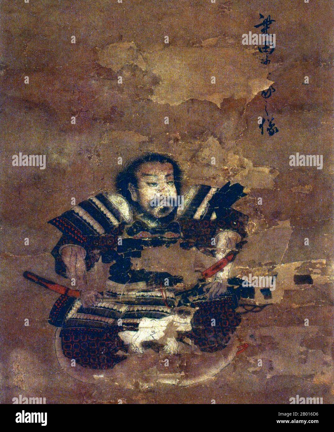 Japon : Shibata Katsuie (1522 – 14 juin 1583), samouraï et commandant militaire pendant la période Sengoku.Peinture à volute suspendue, fin du XVIe siècle.Katsuie, également connu sous le nom de Gonroku, était un samouraï et un reteneur d'Oda Nobuyuki, soutenant son seigneur contre son frère aîné Oda Nobunaga.Quand Nobuyuki fut exécuté en 1556, Katsuie fut épargnée pour sa bravoure et sa loyauté.Il devint renommé pour ses victoires et ses compétences martiales, contribuant à l'unification du Japon par Nobunaga.Lorsque son maître est décédé en 1582, Katsuie soutient le petit-fils de Nobunaga, Oda Nobutaka, et lutte contre Toyotomi Hideyoshi. Banque D'Images