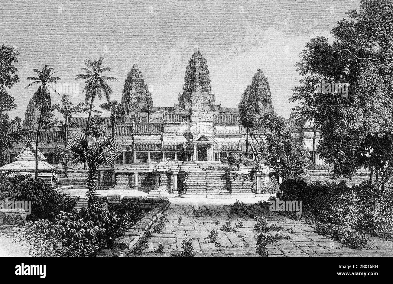 Cambodge: 'Angkor Wat'.Gravure du 'Voyage d'exploration en Indo-Chine, 1866-1868' par Louis Delaporte (11 janvier 1842 - 3 mai 1925), 1873.Angkor Wat a été construit au début du XIIe siècle pour le roi Suryavarman II (gouverné 1113-50). Banque D'Images