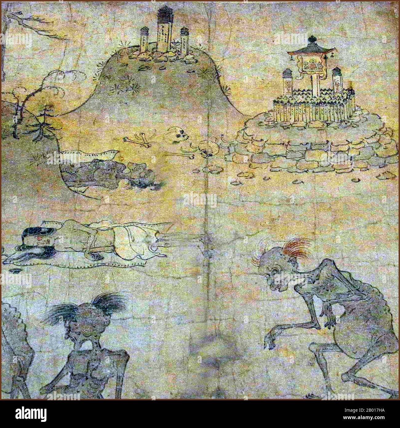 Japon: 'Hyakki Yako (défilé de nuit de cent démons)'.Détail de la peinture de défilement à la main, 18th siècle.Hyakki Yagyo/Hyakki Yako ('défilé de nuit d'une centaine de démons') est une croyance populaire japonaise.La croyance soutient que chaque année yokai, les êtres surnaturels japonais, emportera dans les rues pendant les nuits d'été.La procession est parfois ordonnée, alors qu'à d'autres moments c'est une émeute.Quiconque traverse le cortège mourra, à moins d’être protégé par un sutra bouddhiste.C'est un thème populaire dans l'art visuel japonais Banque D'Images