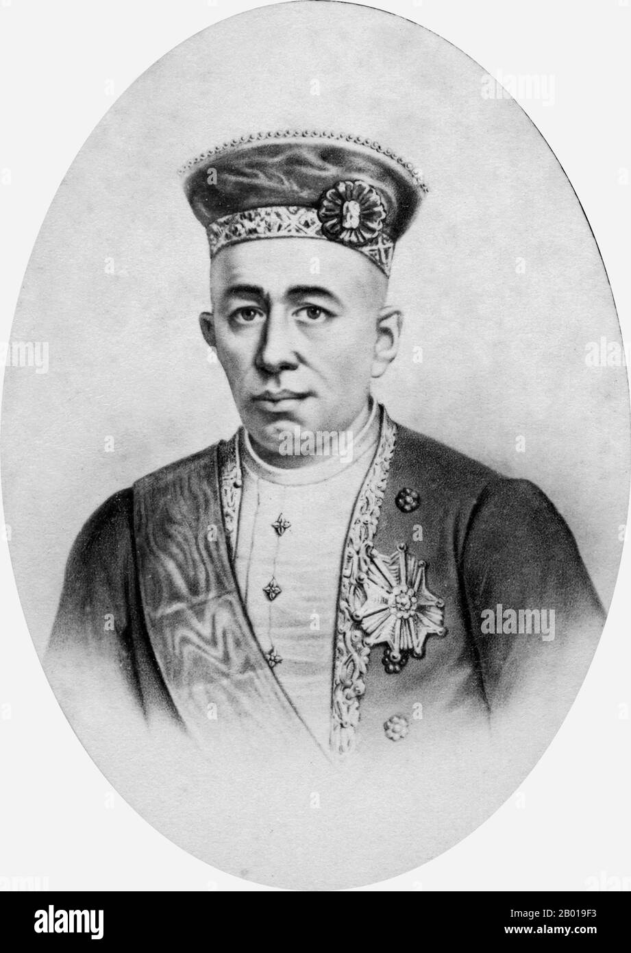 Thaïlande: Mongkut (18 octobre 1804 - 1 octobre 1868), quatrième roi de Siam. Carte de visite de Charles Jacotin (fl. 1863-1895), chap 1863-1868. Mongkut, également connu sous le nom de Rama IV et nom complet Phra Bat Somdet Phra Menthora Ramathibodi Sri Sinthara Mahamakut Phra Mongkut Phra Siam Deva Mahamakut Wittaya Maharaj, était le quatrième roi de Siam de la Maison de Chakri. De 1851 jusqu'à sa mort en 1868, il est plus connu au niveau international comme le roi dans la comédie musicale « le roi et moi » de 1951, basée sur le roman de 1944 sur les années d'Anna Leonowens à sa cour. Banque D'Images