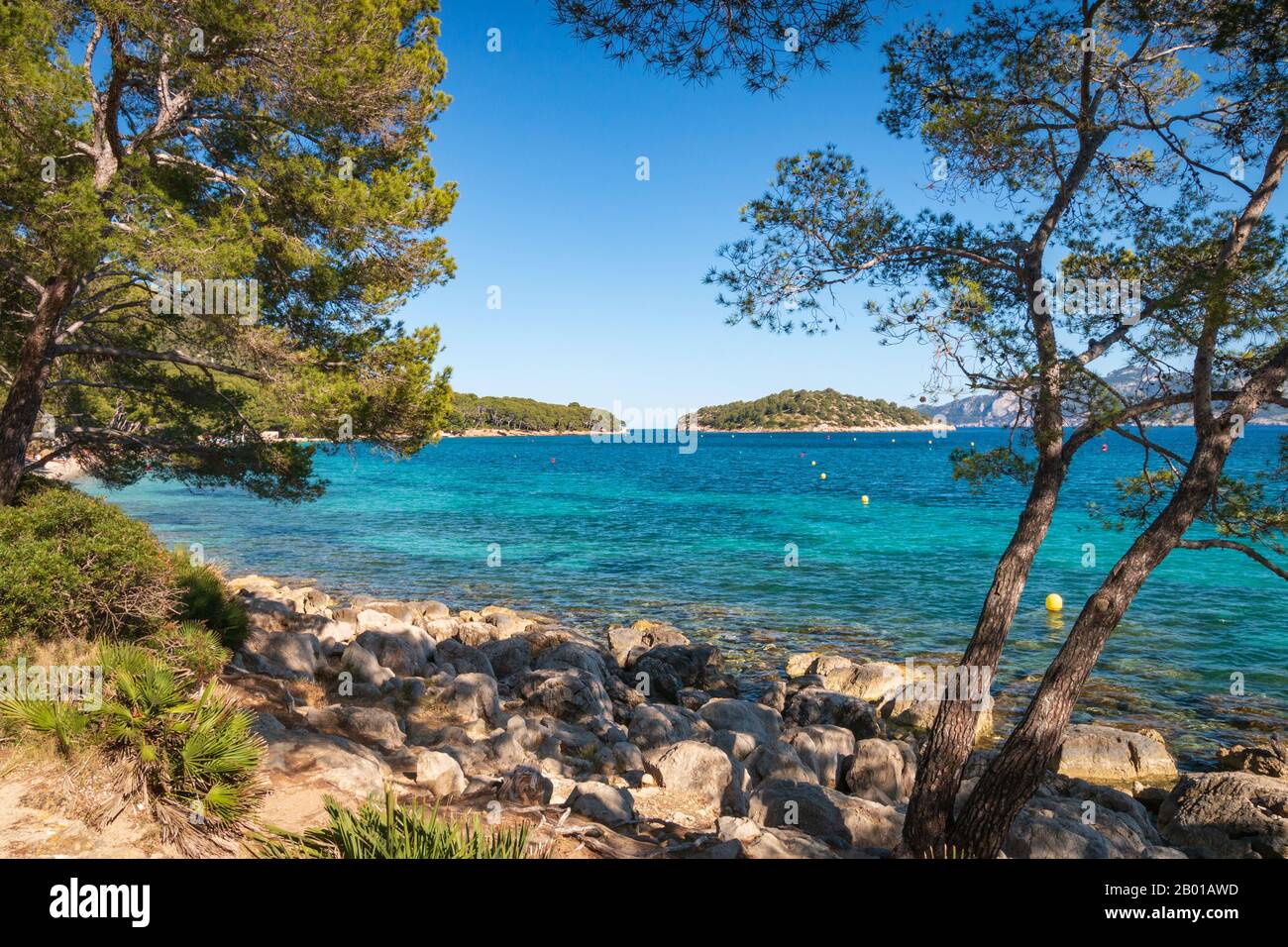 Plage de Platja de Formentor sur l'île baléares de Majorque (Majorque), Espagne Banque D'Images