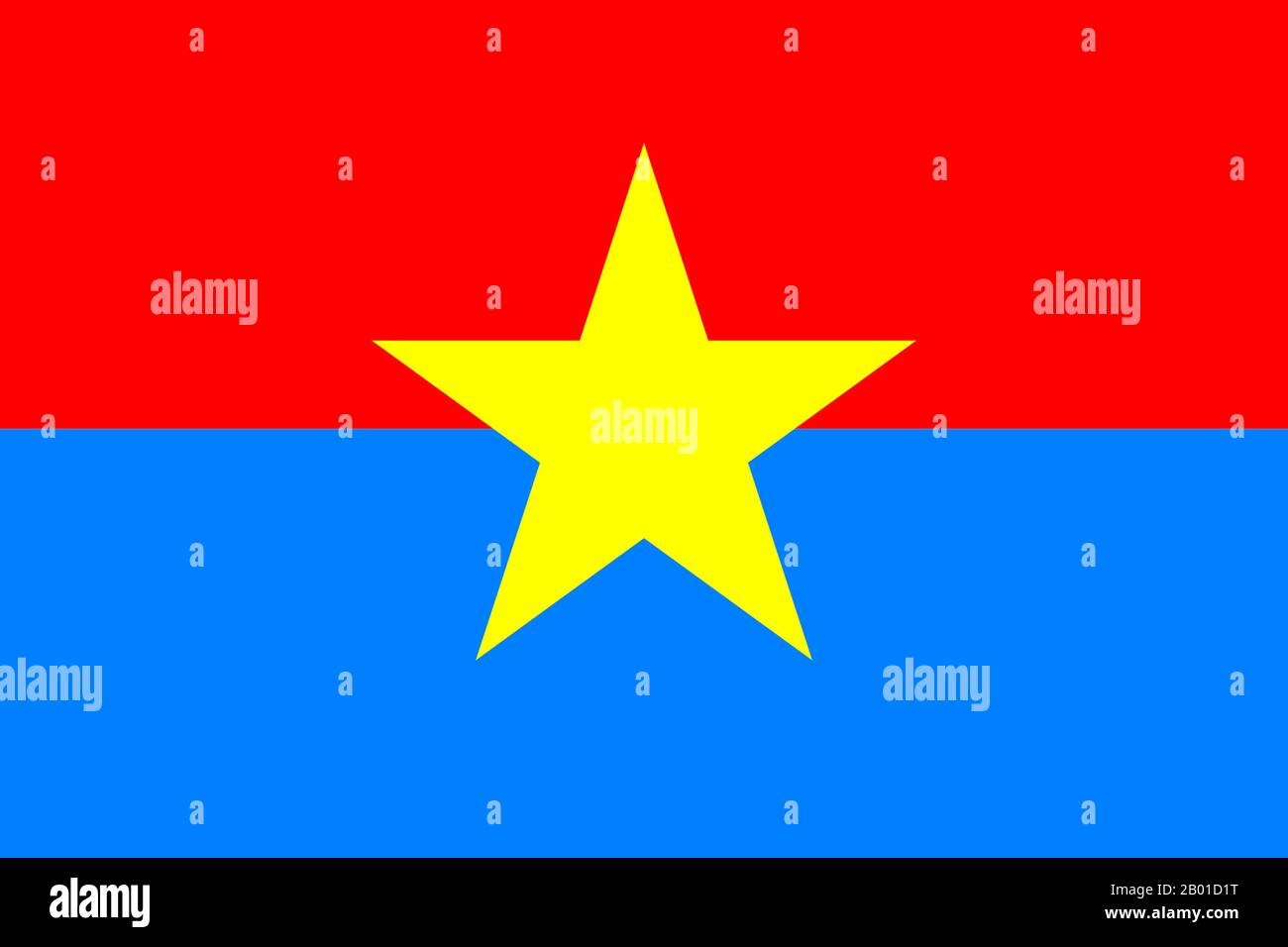 Vietnam : drapeau du Front de libération nationale ('Viet Cong'), 1954-1976. Le Vietcong (Việt cộng vietnamien), ou Front de libération nationale (NLF), était une organisation politique et une armée au Sud Vietnam et au Cambodge qui combattaient les gouvernements des États-Unis et du Sud Vietnam pendant la guerre du Vietnam (1959-1975). Elle avait des unités de guérilla et d'armée régulière, ainsi qu'un réseau de cadres qui organisaient les paysans dans le territoire qu'elle contrôlait. De nombreux soldats ont été recrutés dans le sud du Vietnam, mais d'autres ont été attachés à l'Armée populaire du Vietnam (PAVN), l'armée régulière nord-vietnamienne. Banque D'Images