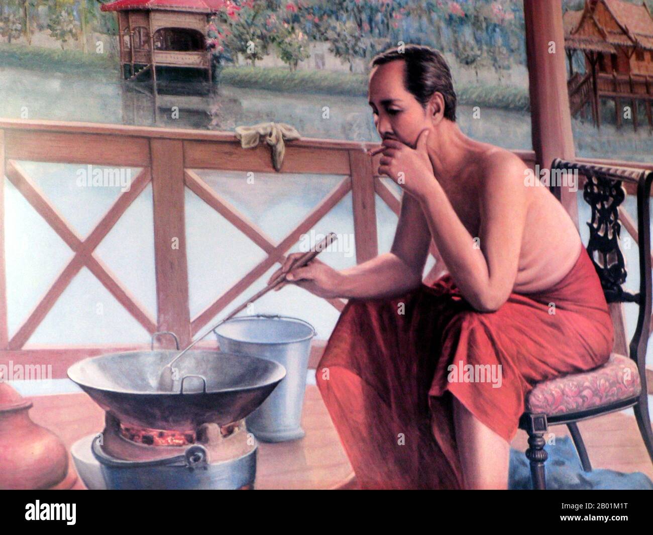 Thaïlande : Roi Rama V, Chulalongkorn (20 septembre 1853 - 23 octobre 1910), 5e monarque de la dynastie Chakri, en tenue informelle. Peinture à l'huile sur toile, début du 20e siècle. Phra Bat Somdet Phra Poramintharamaha Chulalongkorn Phra Chunla Chom Klao Chao Yu Hua, ou Rama V était le cinquième monarque du Siam sous la Maison des Chakri. Il est considéré comme l'un des plus grands rois du Siam. Son règne est caractérisé par la modernisation du Siam, d'immenses réformes gouvernementales et sociales, et des cessions territoriales à l'Empire britannique et à l'Indochine française. Banque D'Images