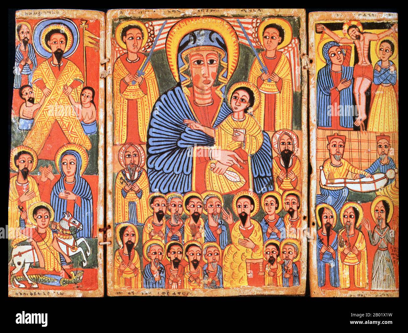 Le christianisme en Ethiopie date de la première AD du siècle, et cette longue tradition rend l'Ethiopie unique parmi les pays d'Afrique subsaharienne. Le christianisme dans ce pays est divisé en plusieurs groupes. La plus grande et la plus ancienne est l'église éthiopienne orthodoxe Tewahedo (dans Amharic: የኢትዮጵያ ኦርቶዶክስ ተዋሕዶ ቤተክርስትያን Yäityop'ya ortodoks täwahedo bétäkrestyan) est une église orthodoxe orientale en Ethiopie qui faisait partie de l'Eglise orthodoxe copte jusqu'en 1959, quand il a été accordé son propre Patriarche par le Pape orthodoxe copte d'Alexandrie et Patriarche De Toute l'Afrique Cyril VI Le seul churc chrétien pré-colonial Banque D'Images