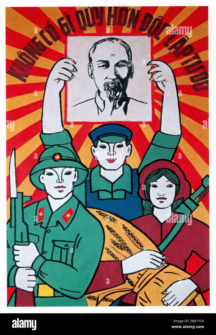 Vietnam : affiche de propagande communiste - 'rien n'est plus précieux que la liberté et l'indépendance', v. 1960s. La seconde guerre d'Indochine, connue en Amérique sous le nom de guerre du Vietnam, est un conflit militaire de la guerre froide qui a eu lieu au Vietnam, au Laos et au Cambodge du 1er novembre 1955 à la chute de Saïgon le 30 avril 1975. Cette guerre a suivi la première guerre d'Indochine et a été menée entre le Nord-Vietnam, soutenu par ses alliés communistes, et le gouvernement du Sud-Vietnam, soutenu par les États-Unis et d'autres Nations anti-communistes. Banque D'Images Vietnam : affiche de propagande communiste - 'rien n'est plus précieux que la liberté et l'indépendance', v. 1960s. La seconde guerre d'Indochine, connue en Amérique sous le nom de guerre du Vietnam, est un conflit militaire de la guerre froide qui a eu lieu au Vietnam, au Laos et au Cambodge du 1er novembre 1955 à la chute de Saïgon le 30 avril 1975. Cette guerre a suivi la première guerre d'Indochine et a été menée entre le Nord-Vietnam, soutenu par ses alliés communistes, et le gouvernement du Sud-Vietnam, soutenu par les États-Unis et d'autres Nations anti-communistes. Banque D'Images