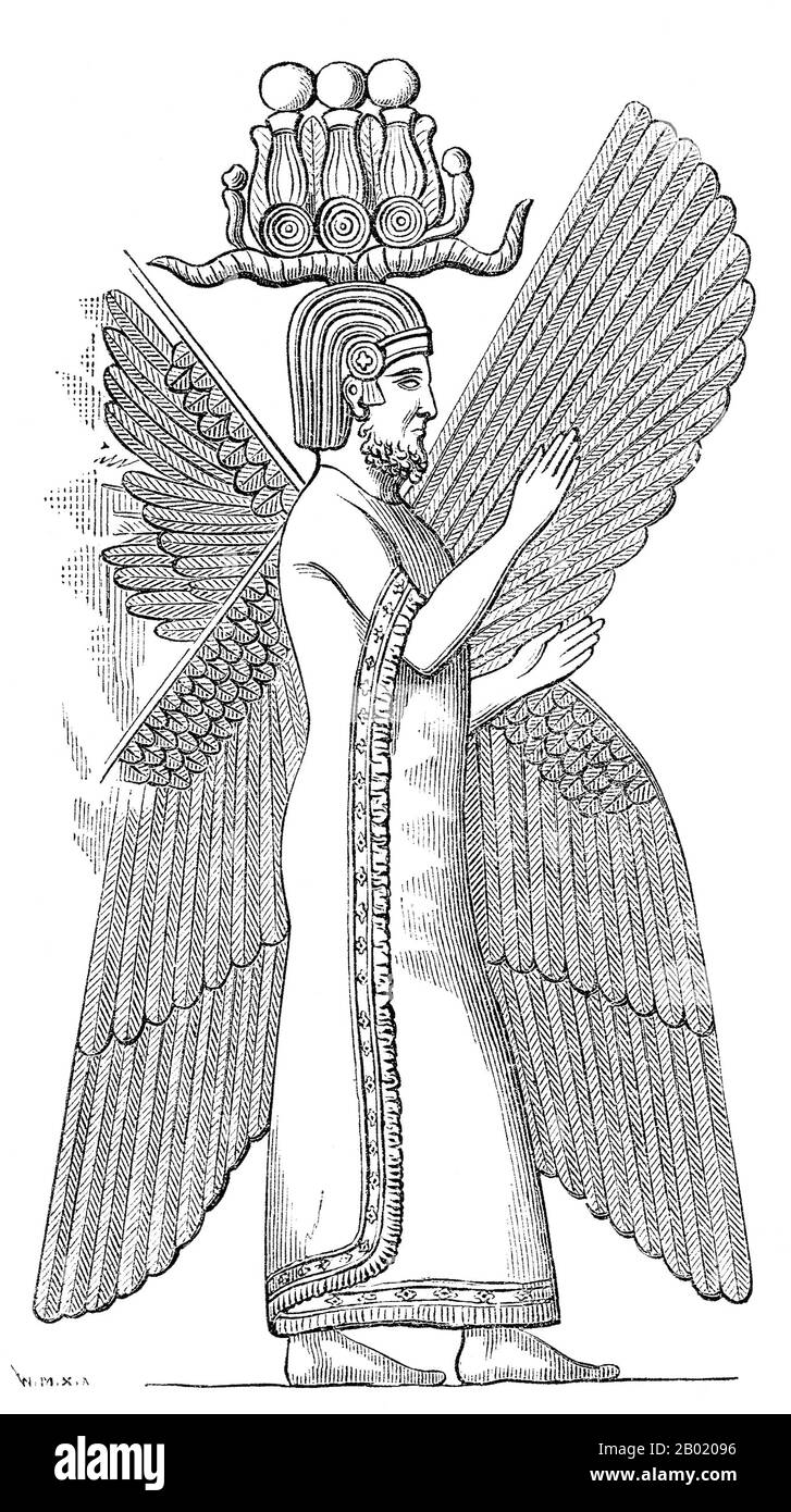 Iran/Perse : dessin de Cyrus le Grand (R. 559–530 av. J.-C.) à partir d'un bas-relief Achamenide. Cyrus II de Perse, également connu sous le nom de Cyrus le Grand ou Cyrus l'ancien, était le fondateur de l'Empire achéménide. Sous son règne, l'empire a embrassé tous les états civilisés précédents de l'ancien proche-Orient, s'est largement étendu et a finalement conquis la majeure partie de l'Asie du Sud-Ouest et une grande partie de l'Asie centrale et du Caucase. De la mer Méditerranée et de l'Hellespont à l'ouest jusqu'à l'Indus à l'est, Cyrus a créé le plus grand empire que le monde ait jamais vu. Banque D'Images