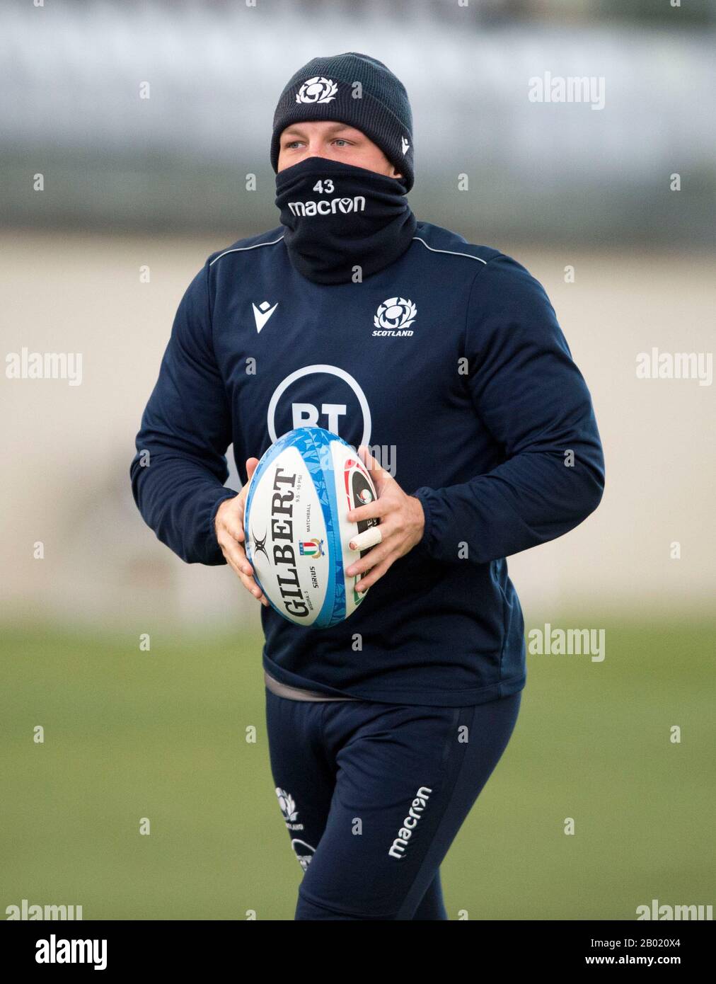 Centre Sportif Oriam, Campus Riccarton De L'Université Heriot-Watt, Édimbourg : 18 Février 2020. L'équipe de rugby Ecosse a suivi une séance d'entraînement avant le match Guinness Six Nations contre l'Italie à Rome. Hamish Watson, l'Écosse, est en action pendant la formation. Crédit: Ian Rutherford/Alay Live News Banque D'Images