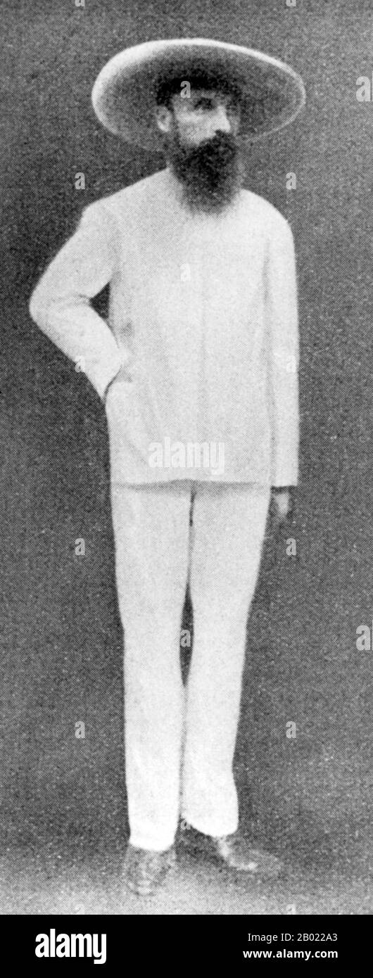 Laos/France : Auguste Jean-Marie Pavie (31 mai 1847 - 7 juin 1925), architecte de la politique impériale française au Laos de la fin du XIXe siècle. Auguste Pavie, né à Dinan en Bretagne, est le père fondateur de l'influence française au Laos. Après une longue carrière militaire et administrative au Cambodge et en Cochinchine, Pavie devient le premier vice-consul français à Luang Prabang en 1885, devenant finalement le premier gouverneur général et ministre plénipotentiaire de la colonie française nouvellement formée du Laos. Banque D'Images